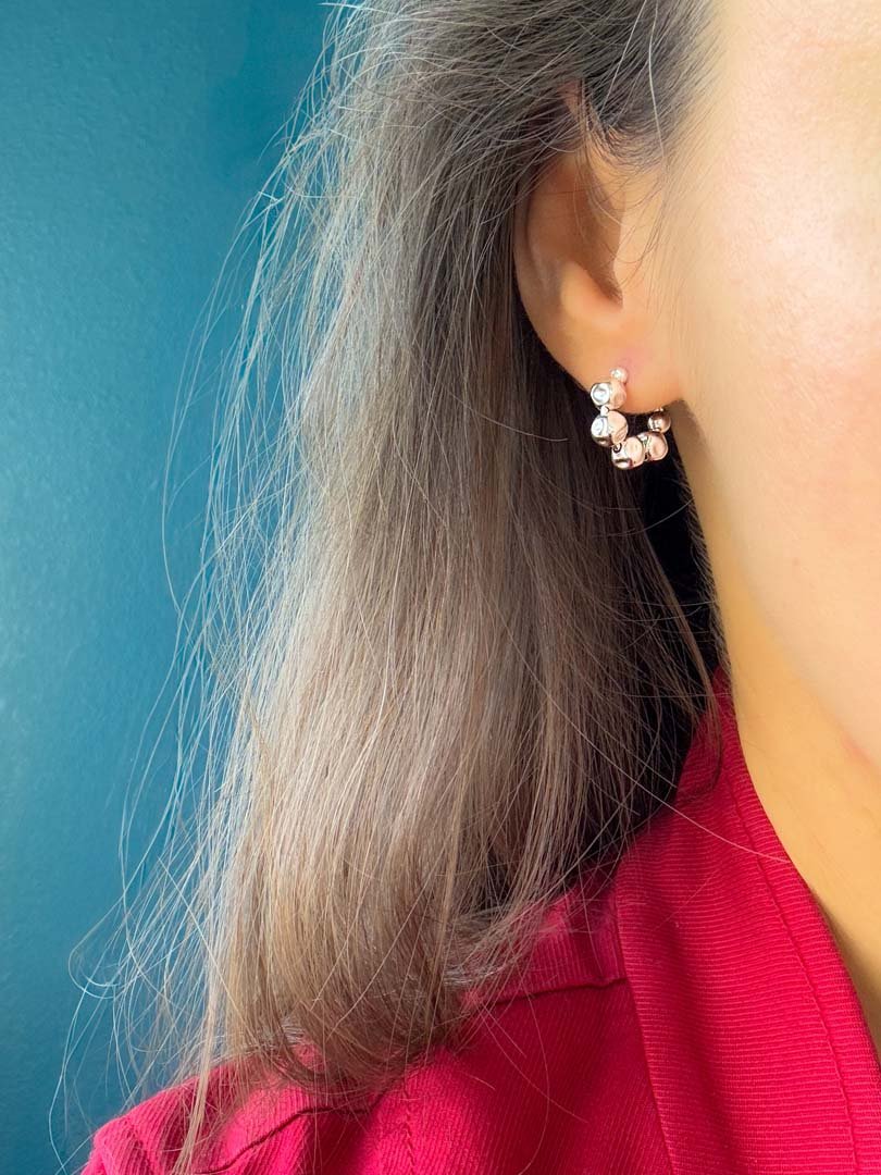 Small Baroque Bead Chunky Hoop Earrings - LeSilveStone