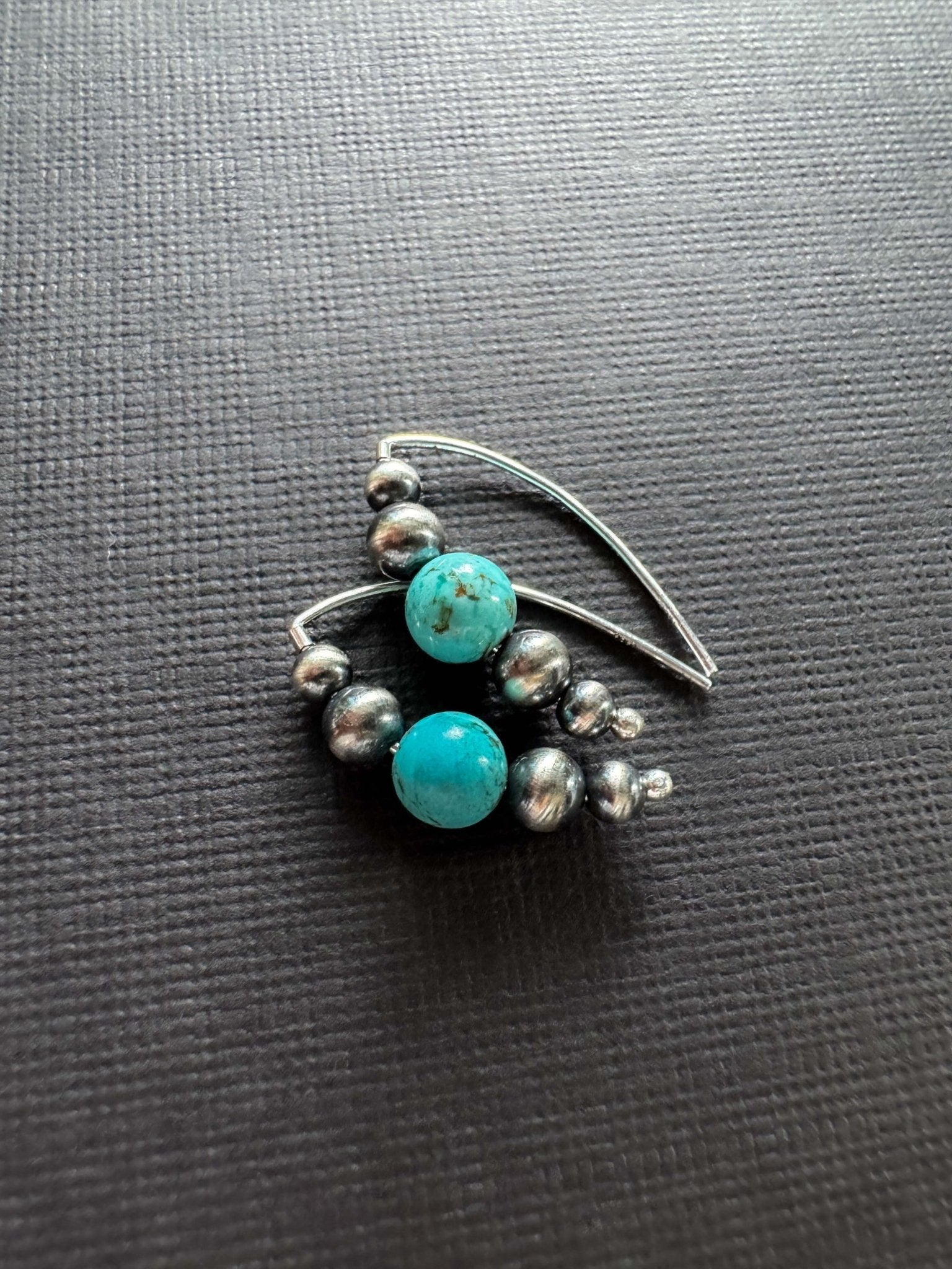 Small Beaded Style Threader Earrings with Turquoise - LeSilveStone