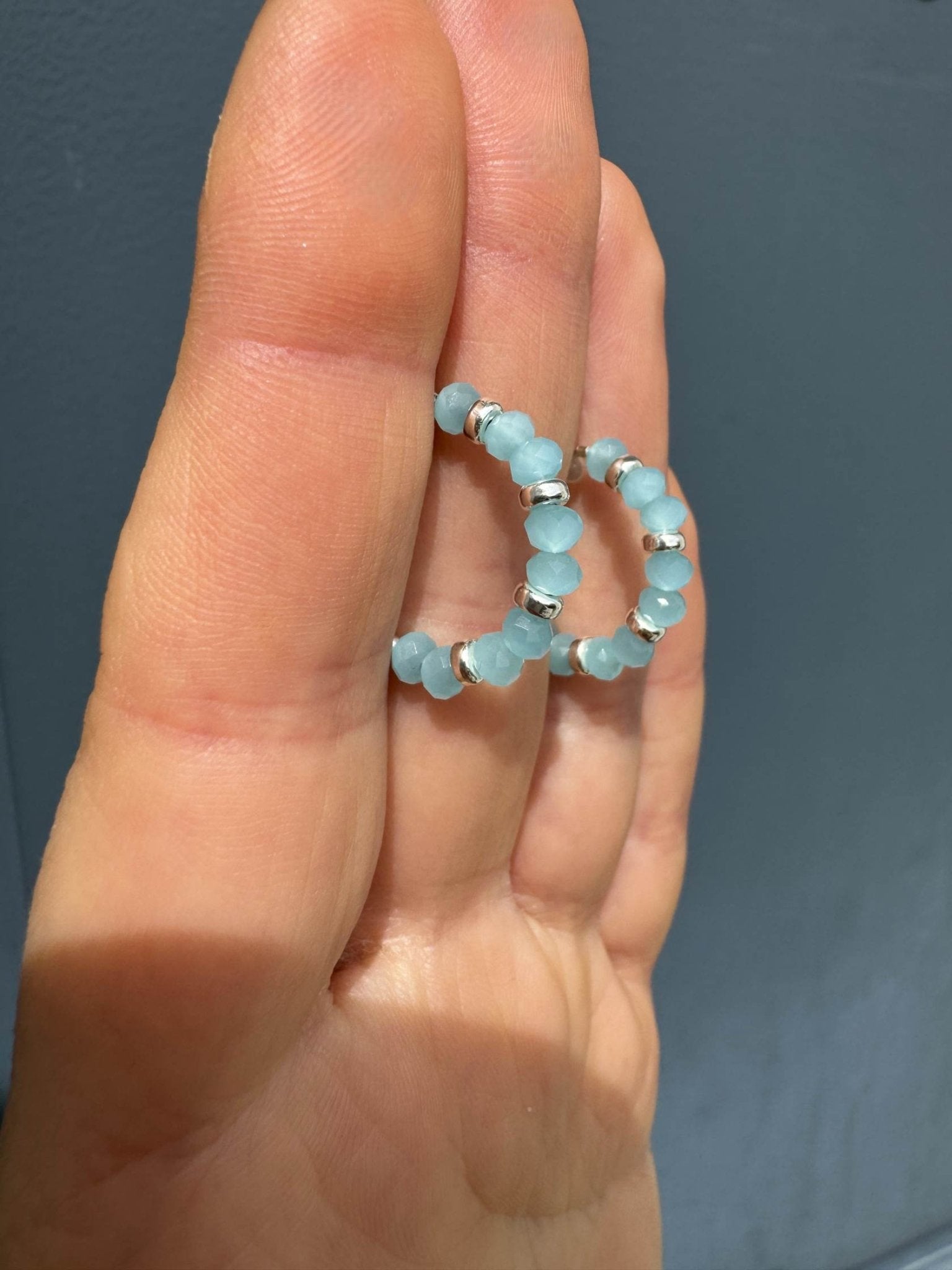 Small Blue Chalcedony Silver Hoop Earrings - LeSilveStone