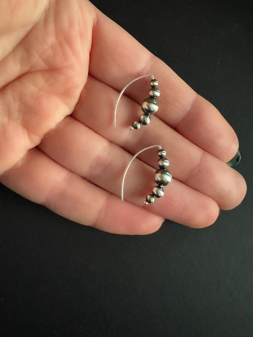 Small Western Navajo Pearl Style Threader Earrings - LeSilveStone