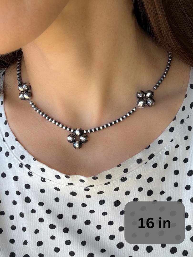 Triple Clover Navajo Pearl Style Necklace - LeSilveStone