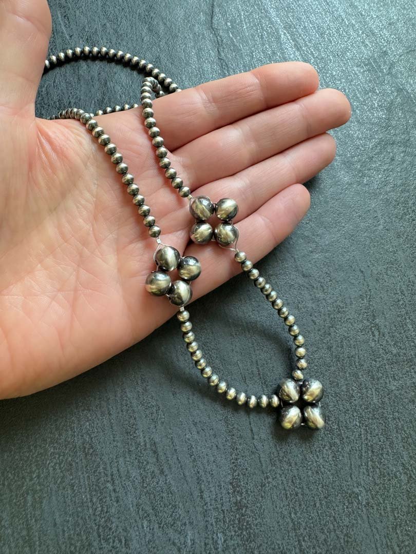 Triple Clover Navajo Pearl Style Necklace - LeSilveStone