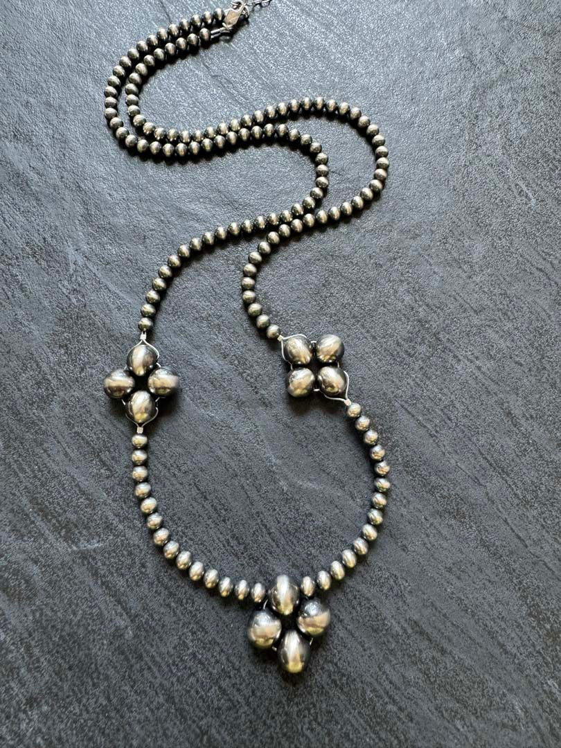 Triple Clover Navajo Pearl Style Necklace - LeSilveStone
