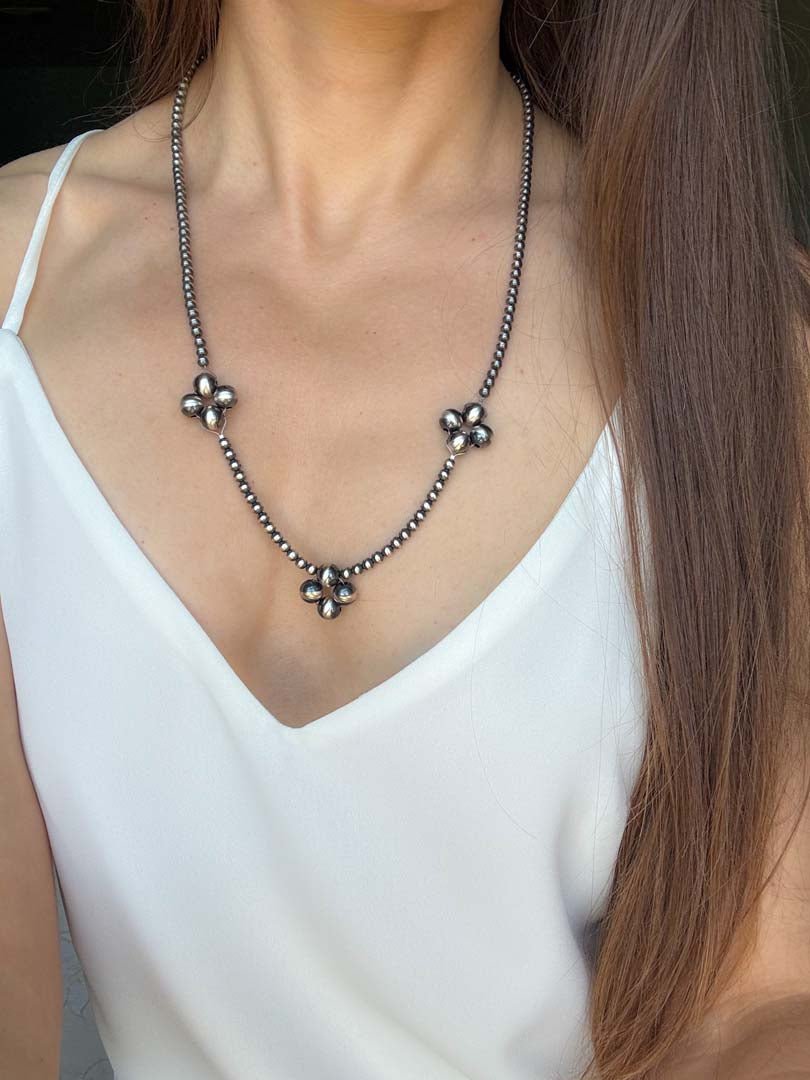 Triple Clover Navajo Pearl Style Necklace - LeSilveStone