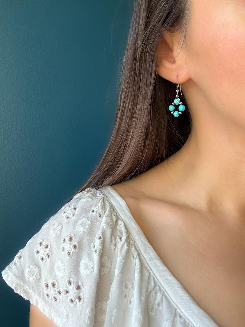 Turquoise Desert Flower Earrings - LeSilveStone