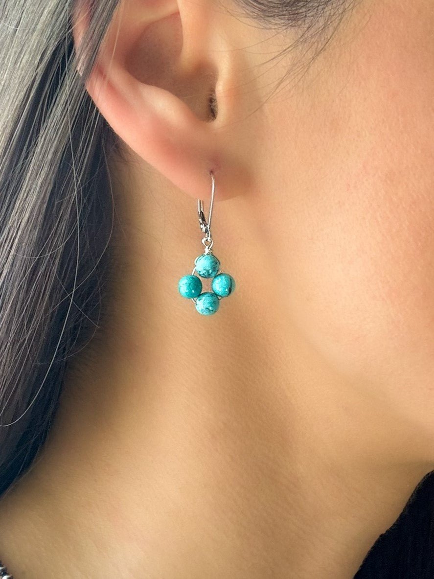 Turquoise Signature Clover Earrings - LeSilveStone