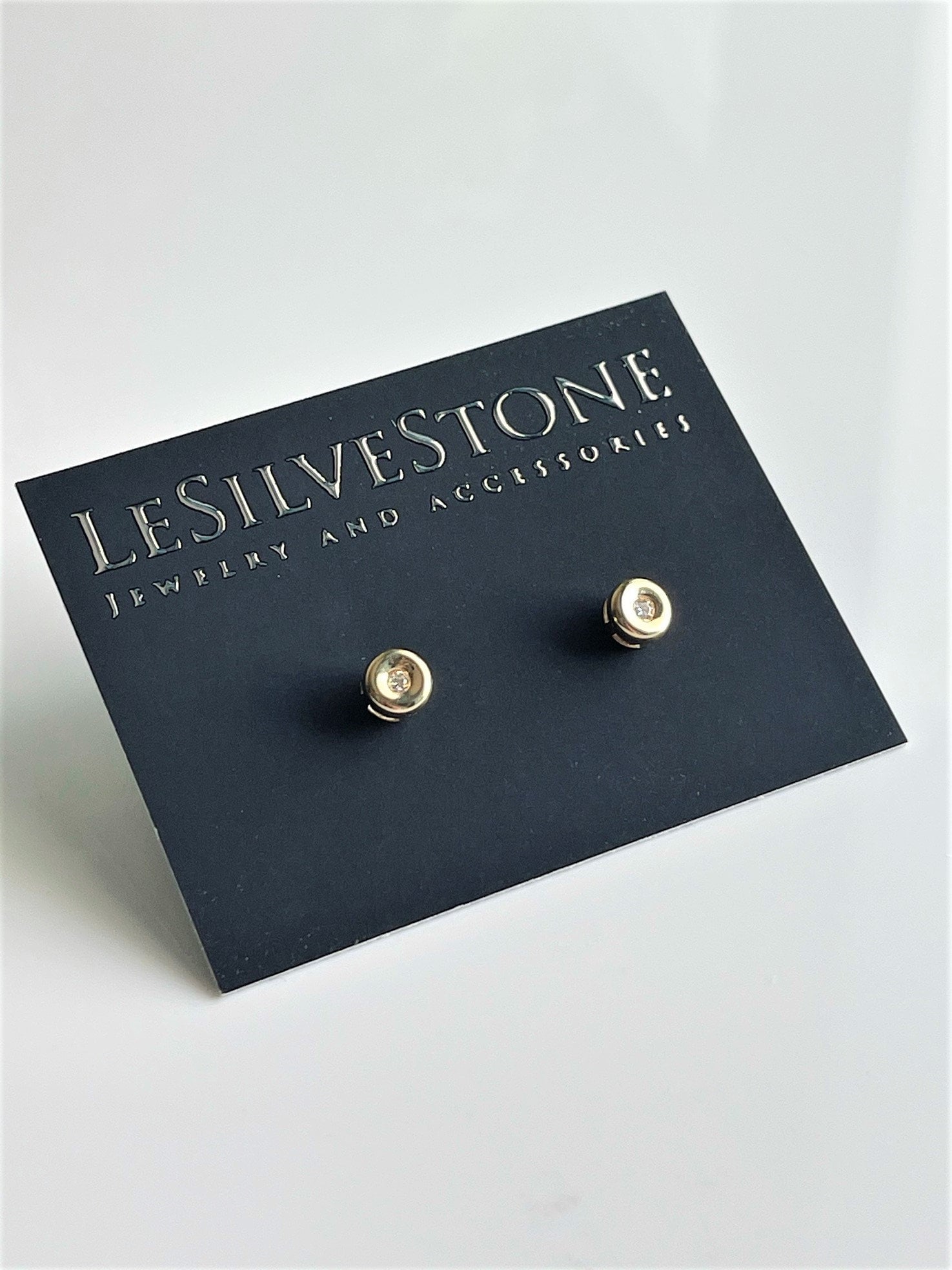 14K Gold Diamond Stud Earrings - LeSilveStone