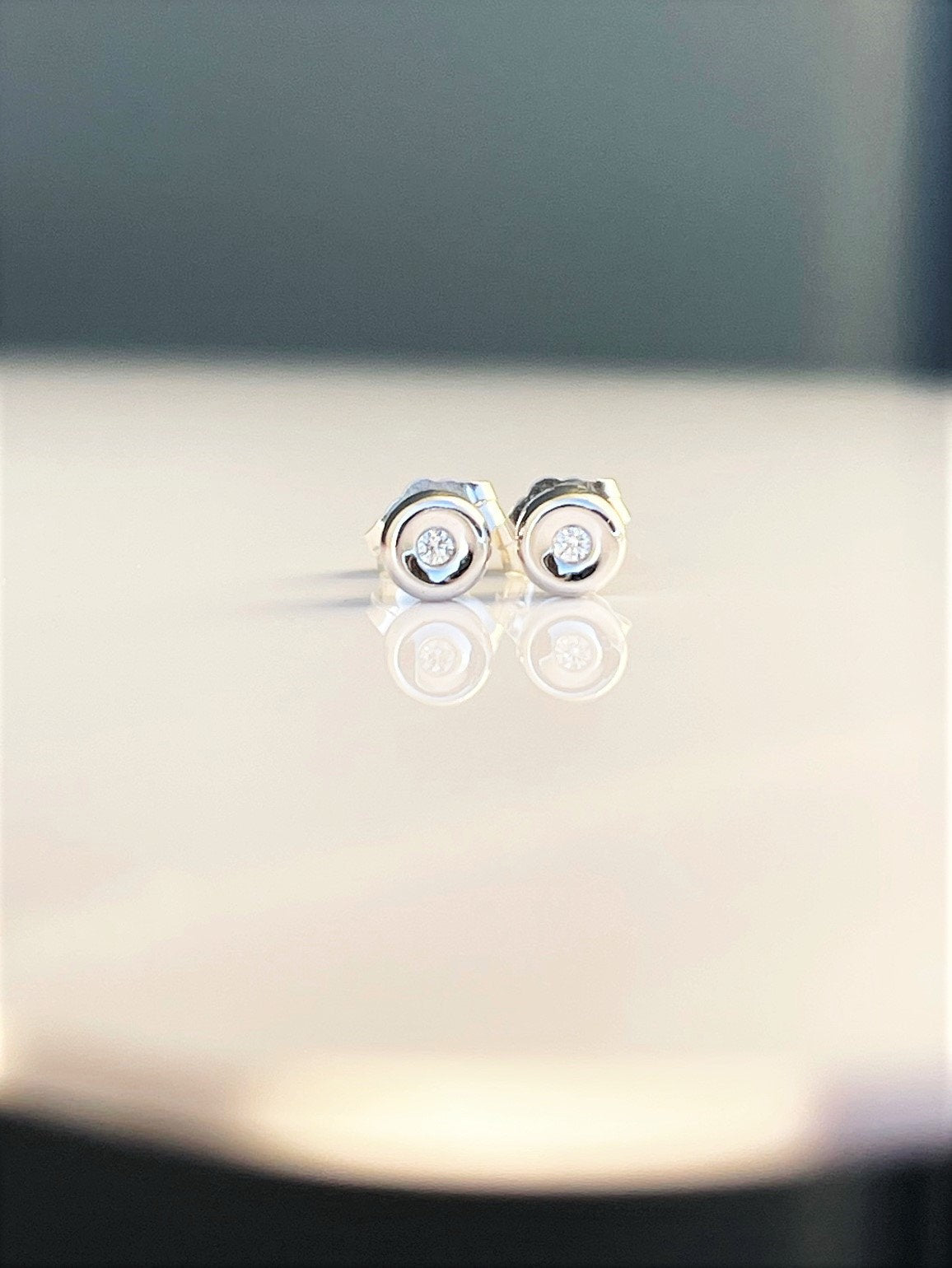 14K Gold Diamond Stud Earrings - LeSilveStone