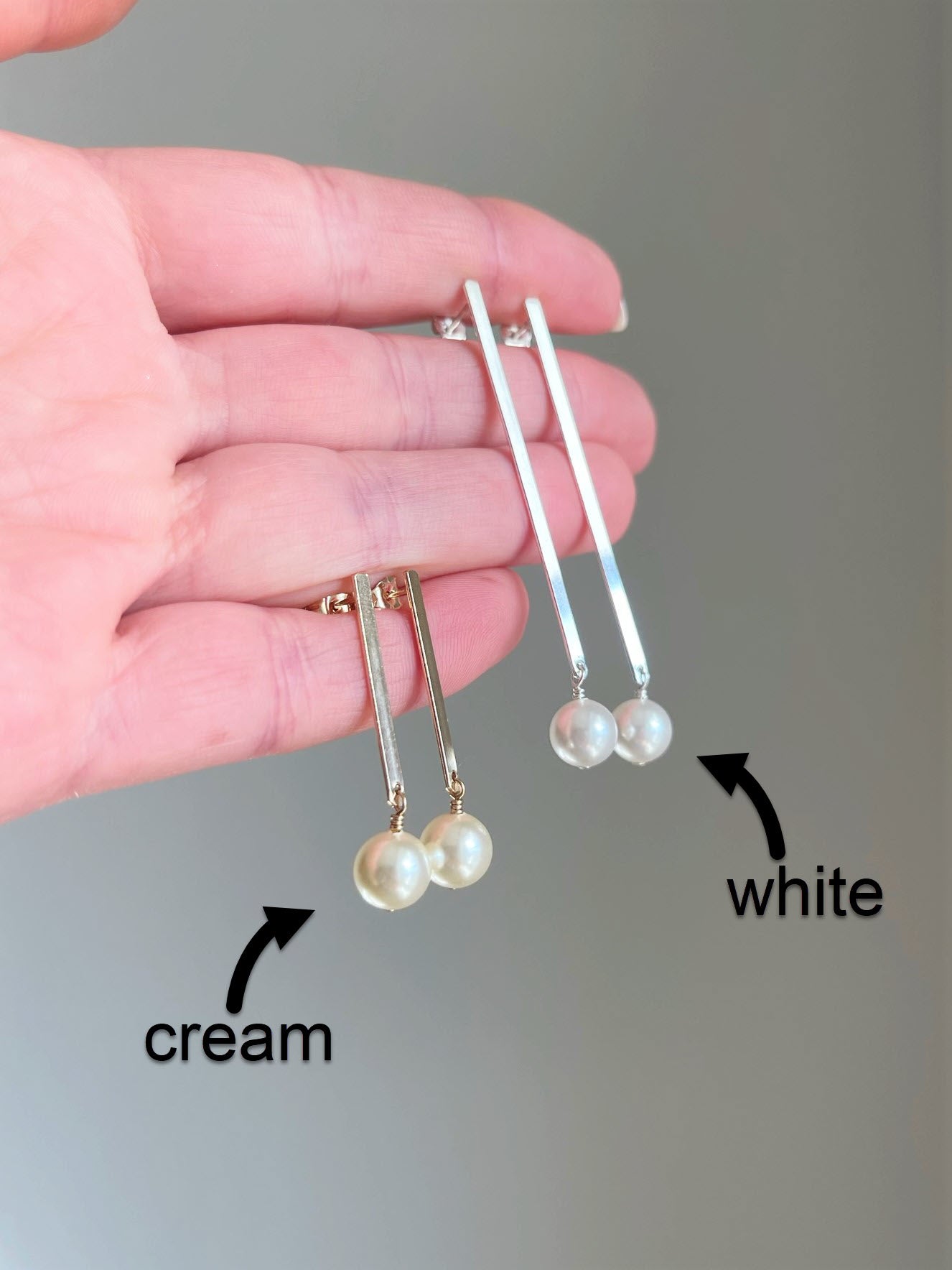 Bar Post Pearl Drop Earrings - LeSilveStone