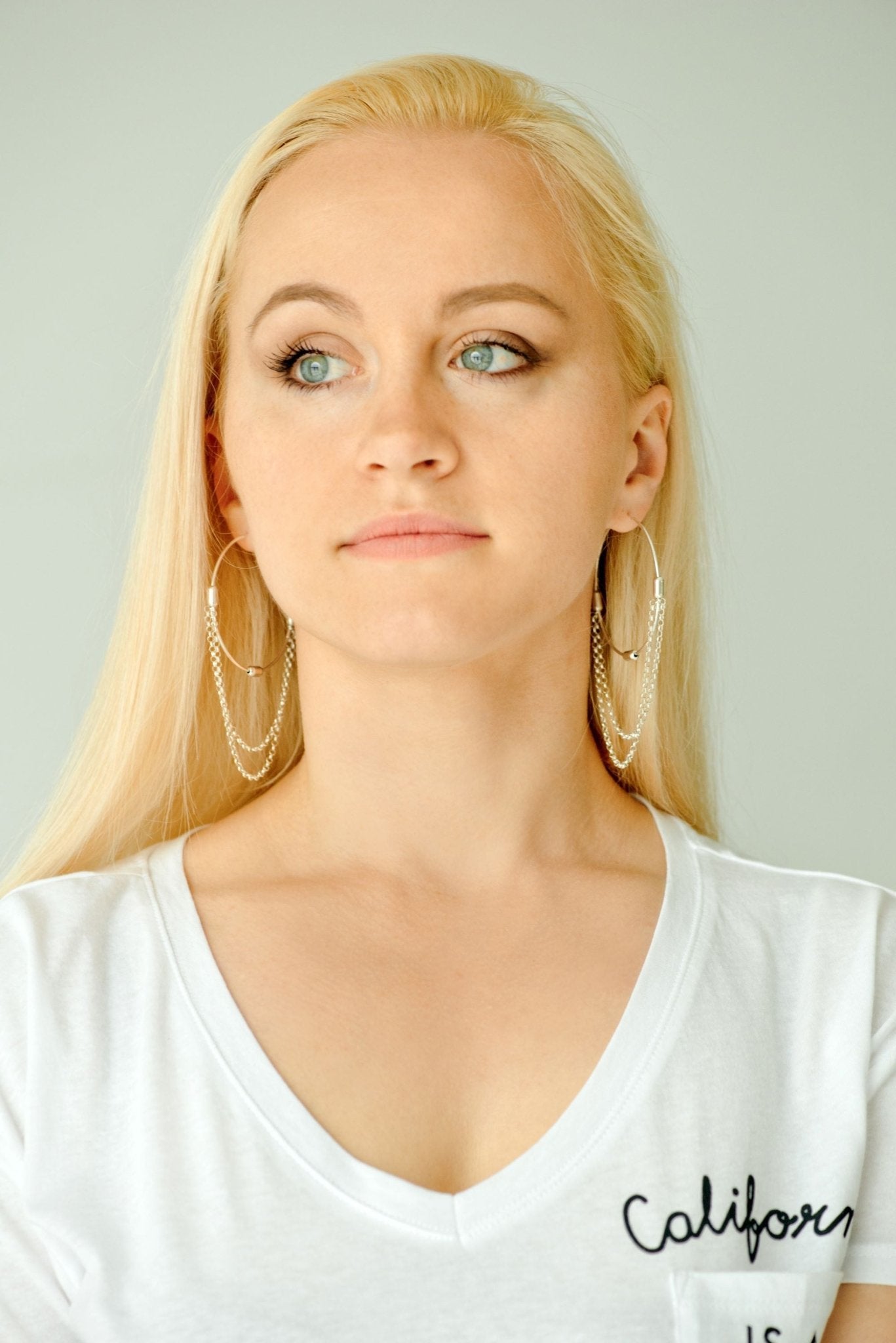 Chandelier Chain Sterling Silver Hoop Earrings - LeSilveStone