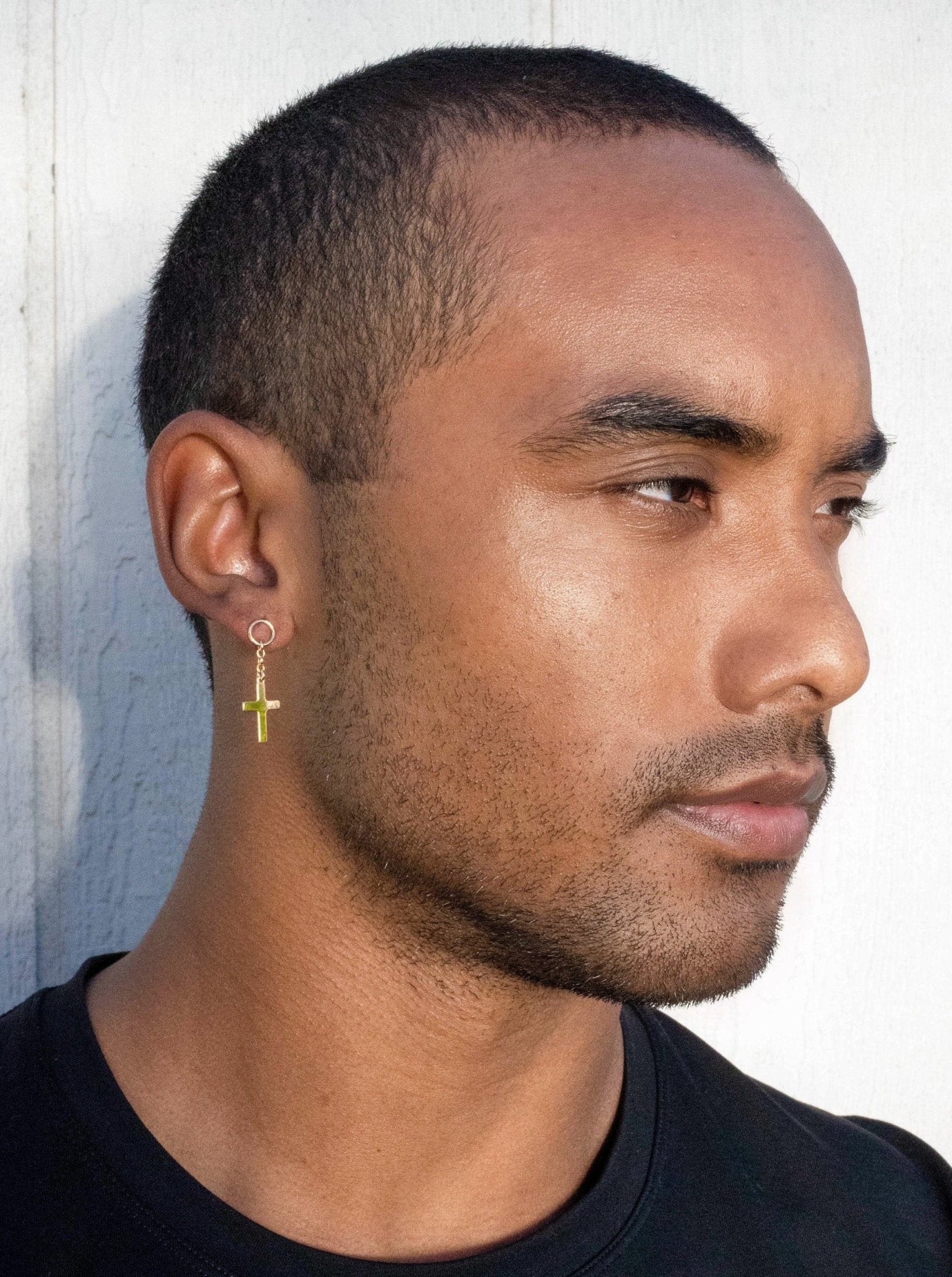 Dangle Cross Earrings with Circle Stud - LeSilveStone