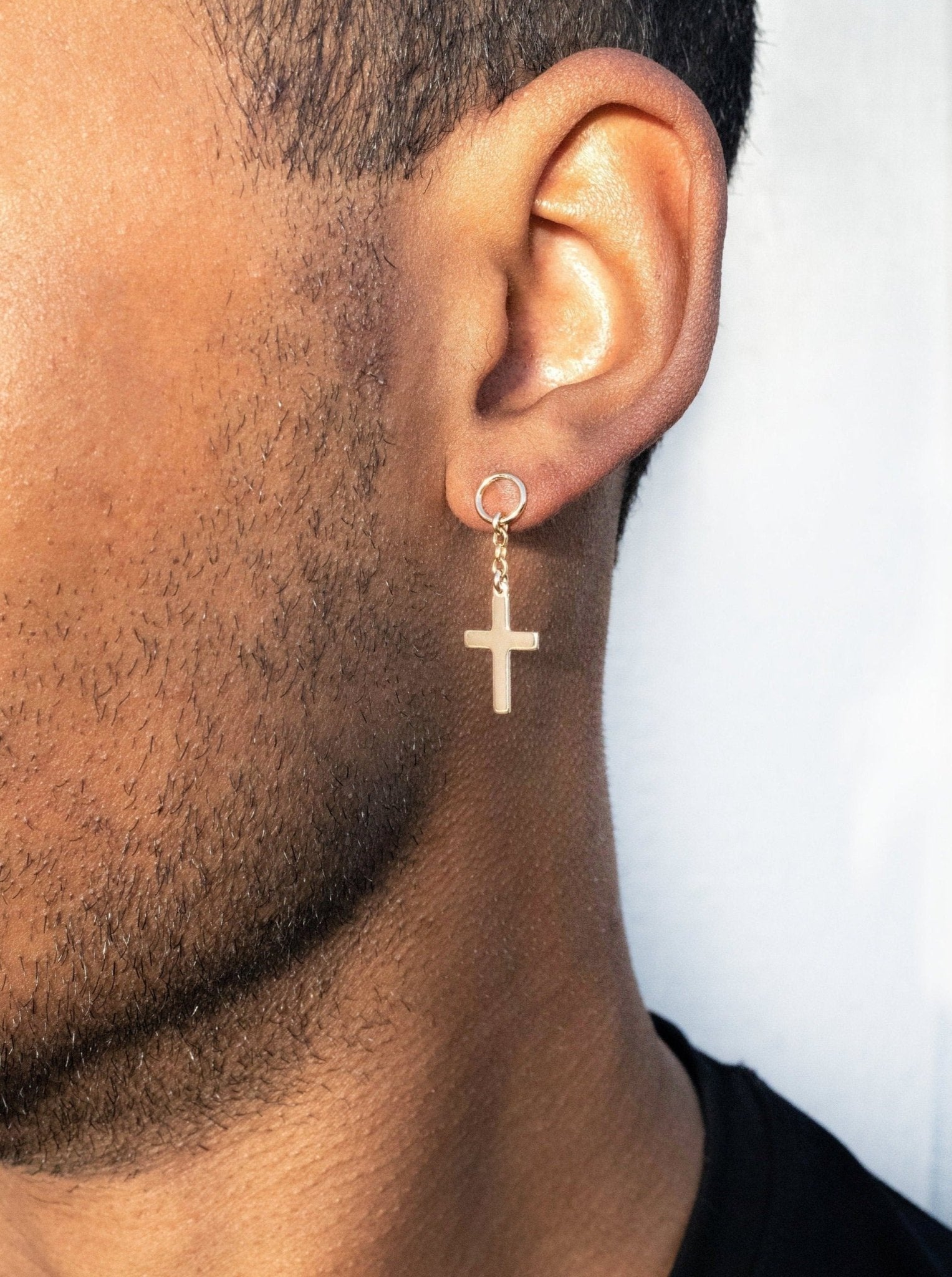 Dangle Cross Earrings with Circle Stud - LeSilveStone