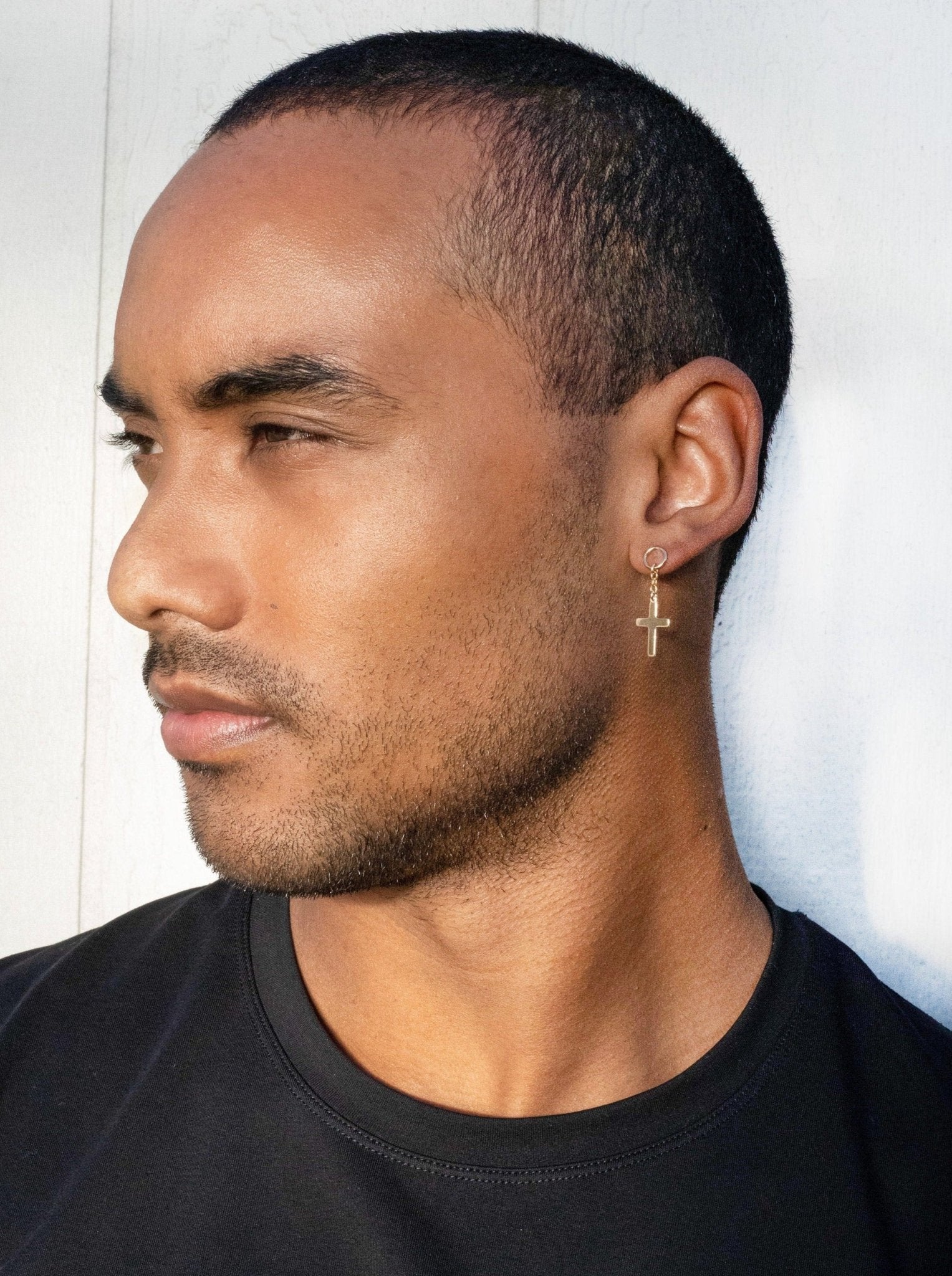 Dangle Cross Earrings with Circle Stud - LeSilveStone