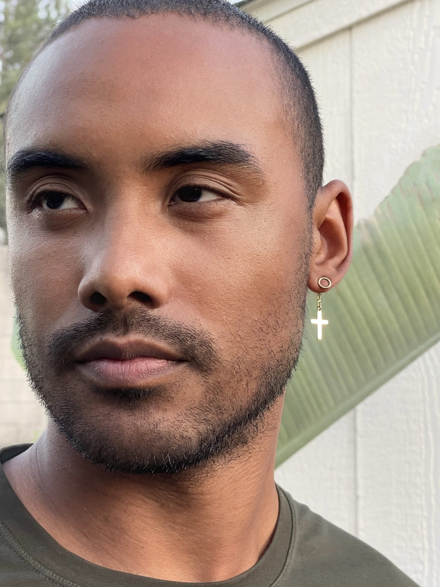 Dangle Cross Earrings with Circle Stud - Ear Jackets - LeSilveStone