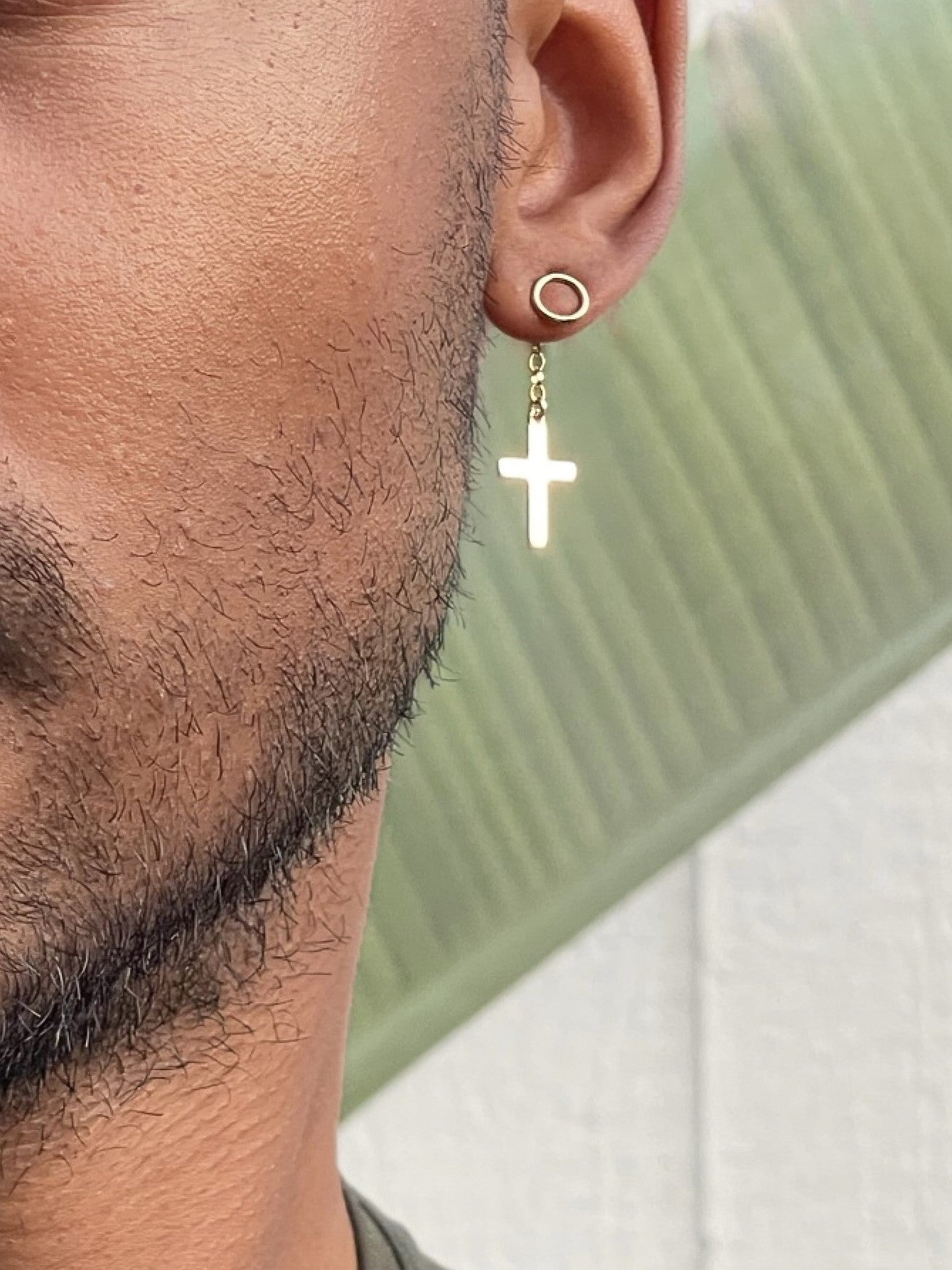 Dangle Cross Earrings with Circle Stud - Ear Jackets - LeSilveStone