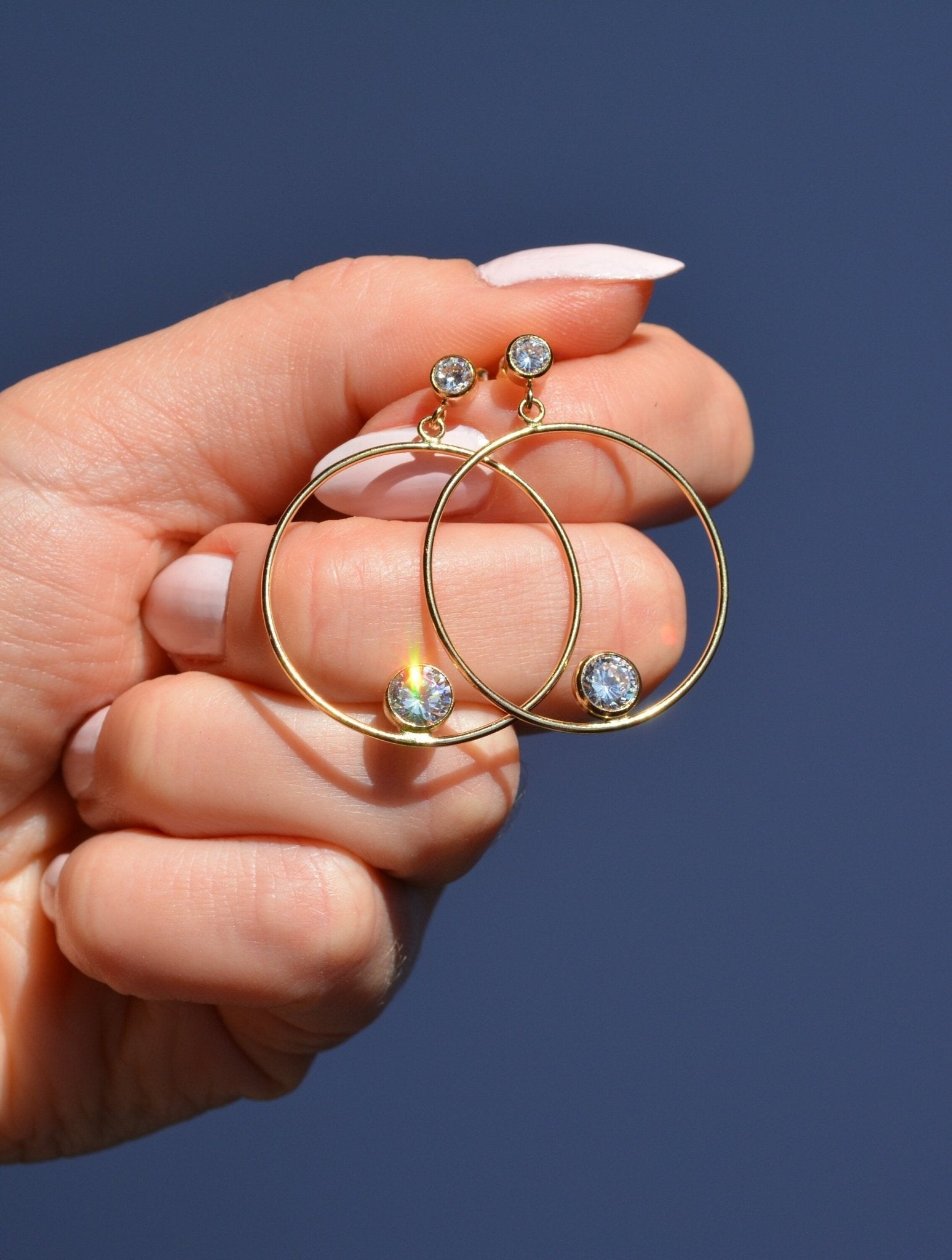 Diamond Drop Hoops with CZ Diamond Stud - LeSilveStone