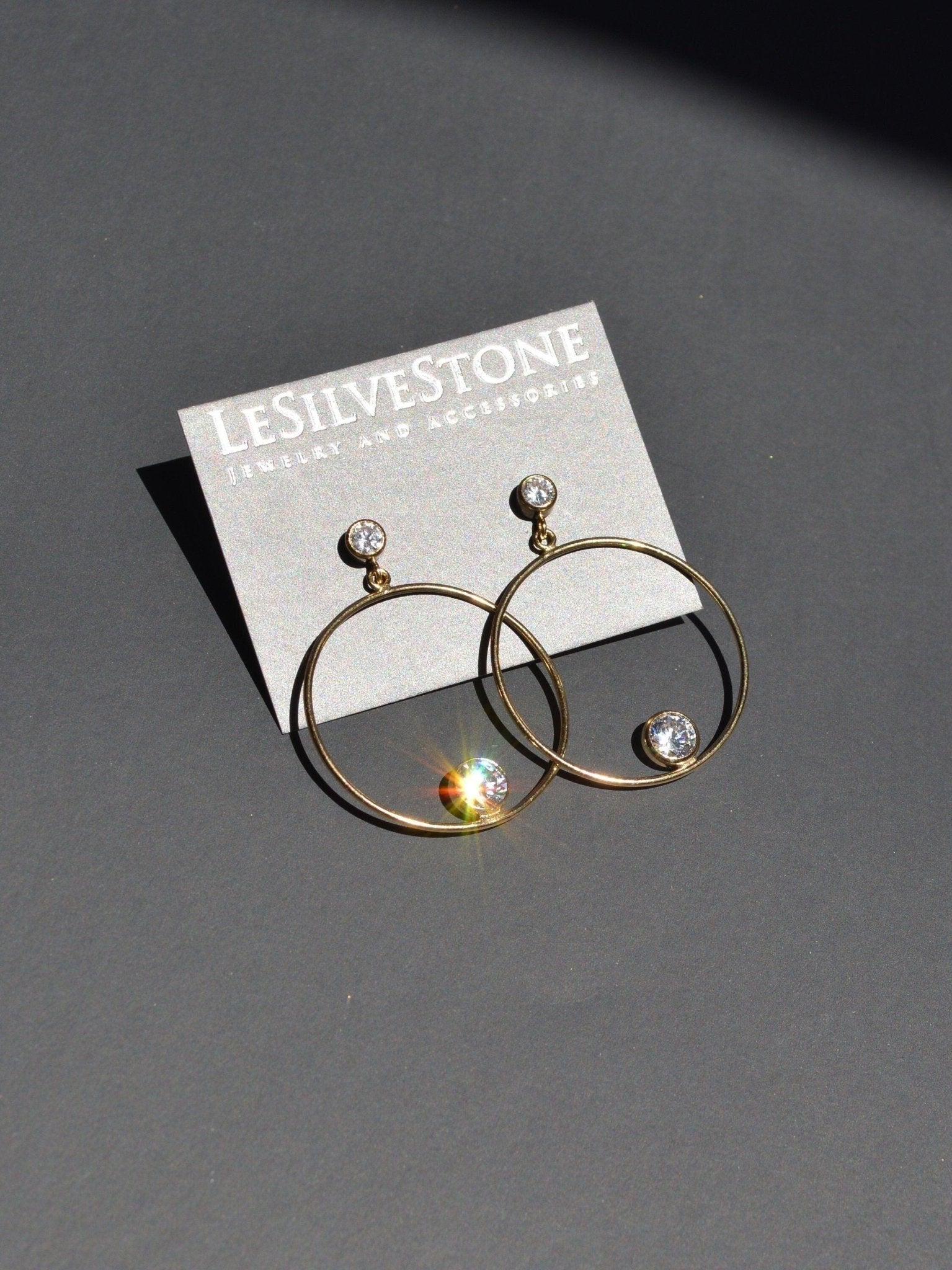 Diamond Drop Hoops with CZ Diamond Stud - LeSilveStone