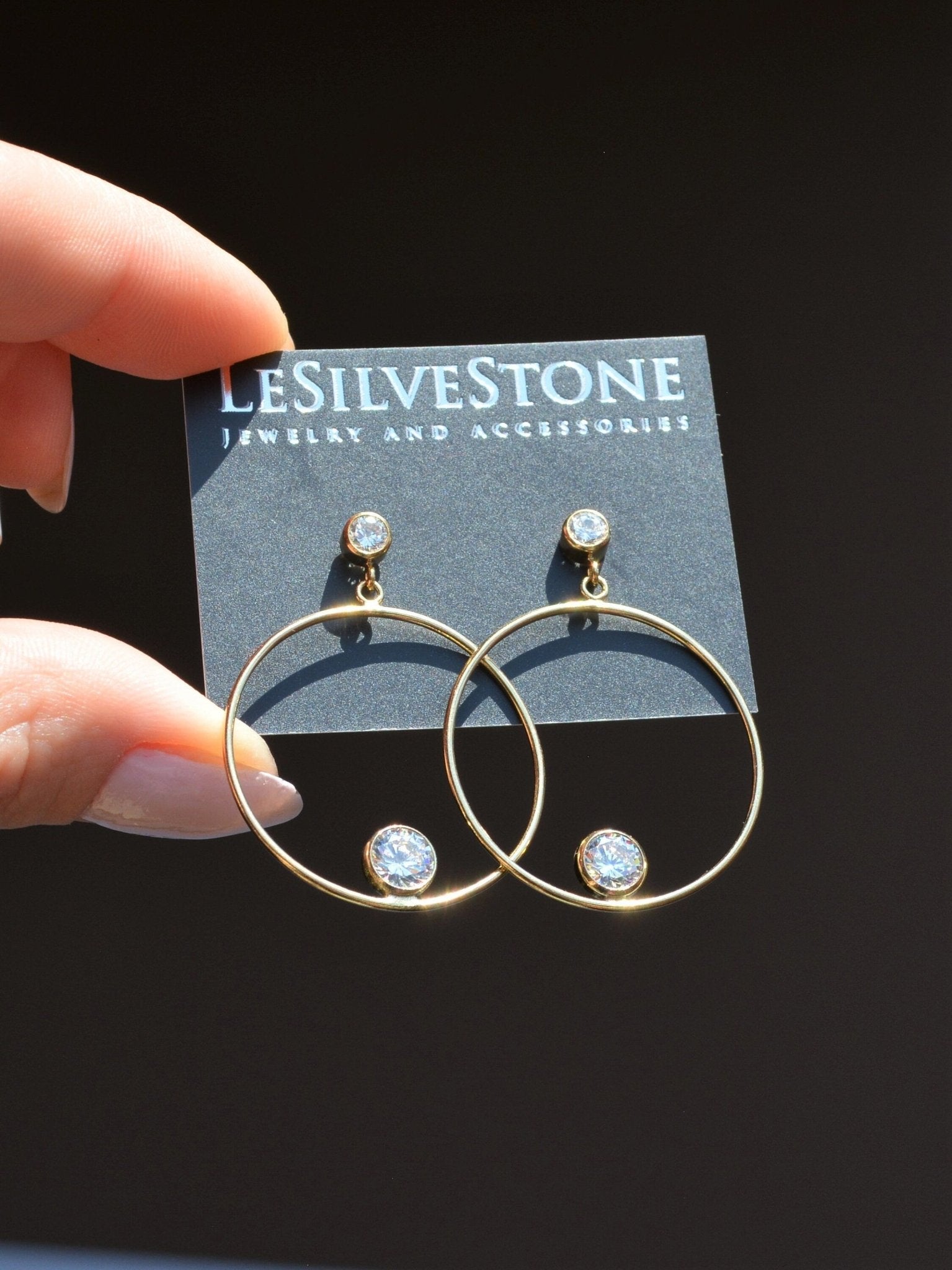 Diamond Drop Hoops with CZ Diamond Stud - LeSilveStone