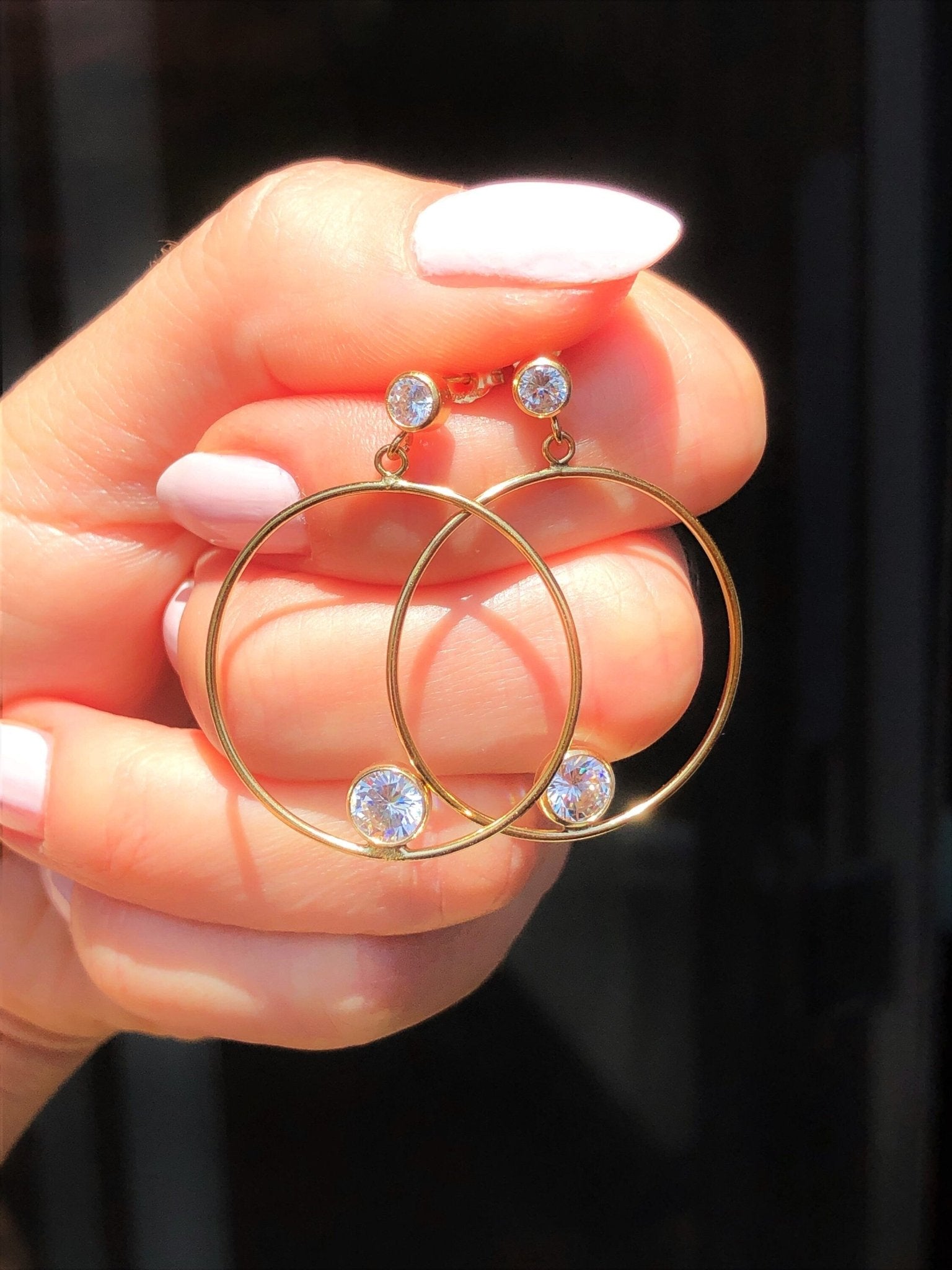 Diamond Drop Hoops with CZ Diamond Stud - LeSilveStone