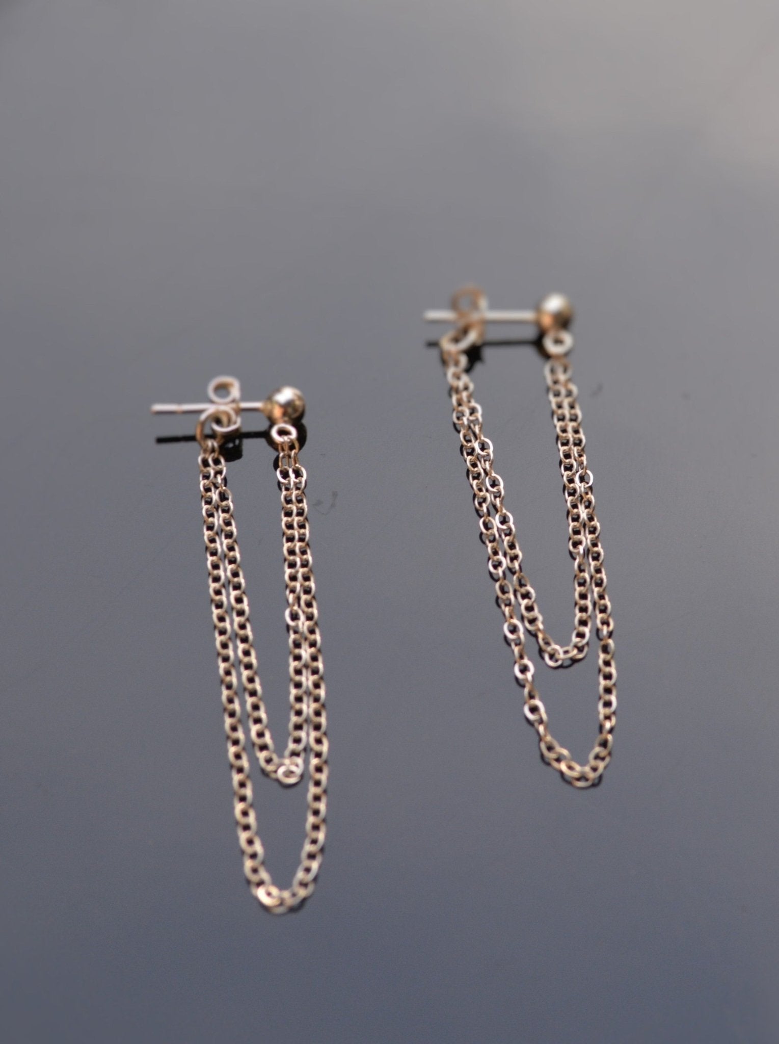 Front and Back Double Chain Earrings Jackets - LeSilveStone