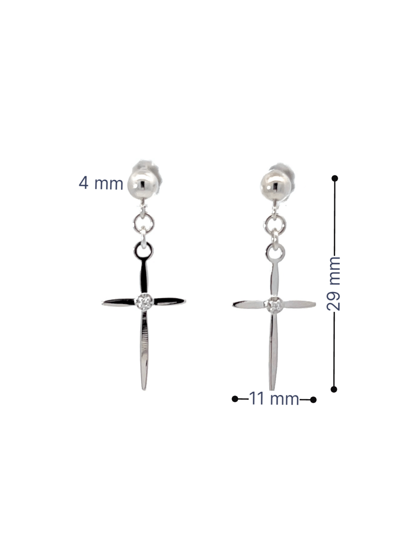 Men's 14K Gold Cross Earrings With Real Diamonds - LeSilveStone