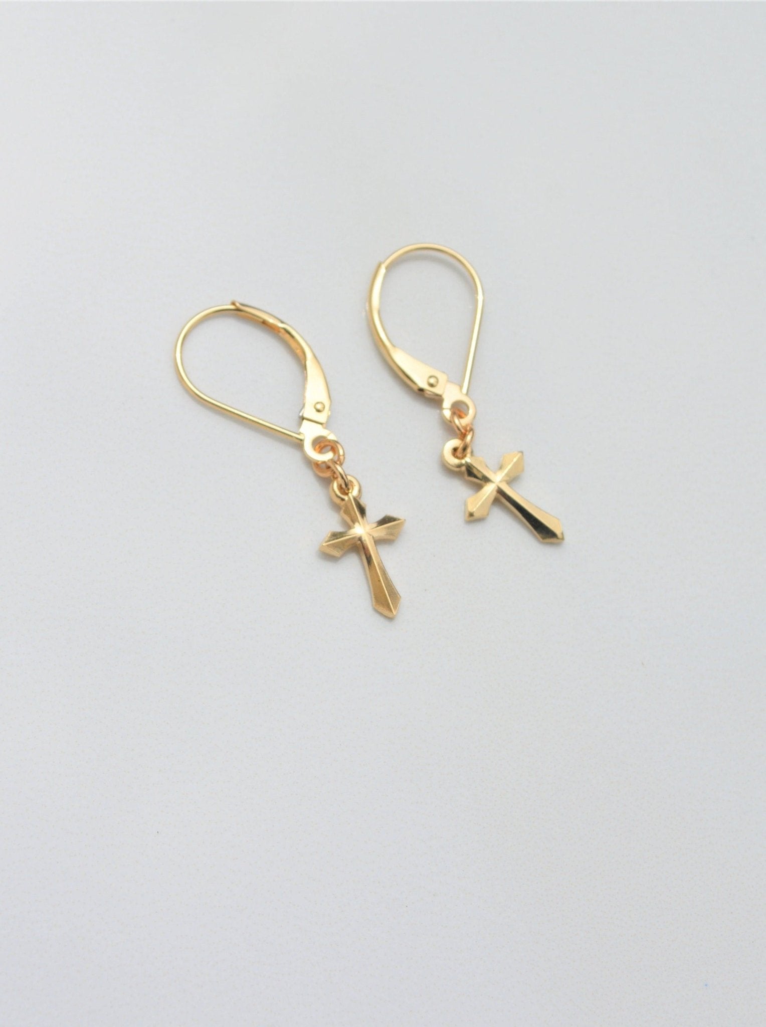 Men's Dangle Earrings with Small 3D Cross Charm minimal jewelry - LeSilveStone