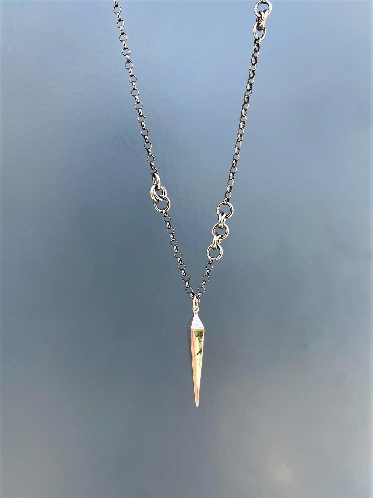 Signature Style Chain Necklace for men with Spike Pendant in sterling silver - LeSilveStone