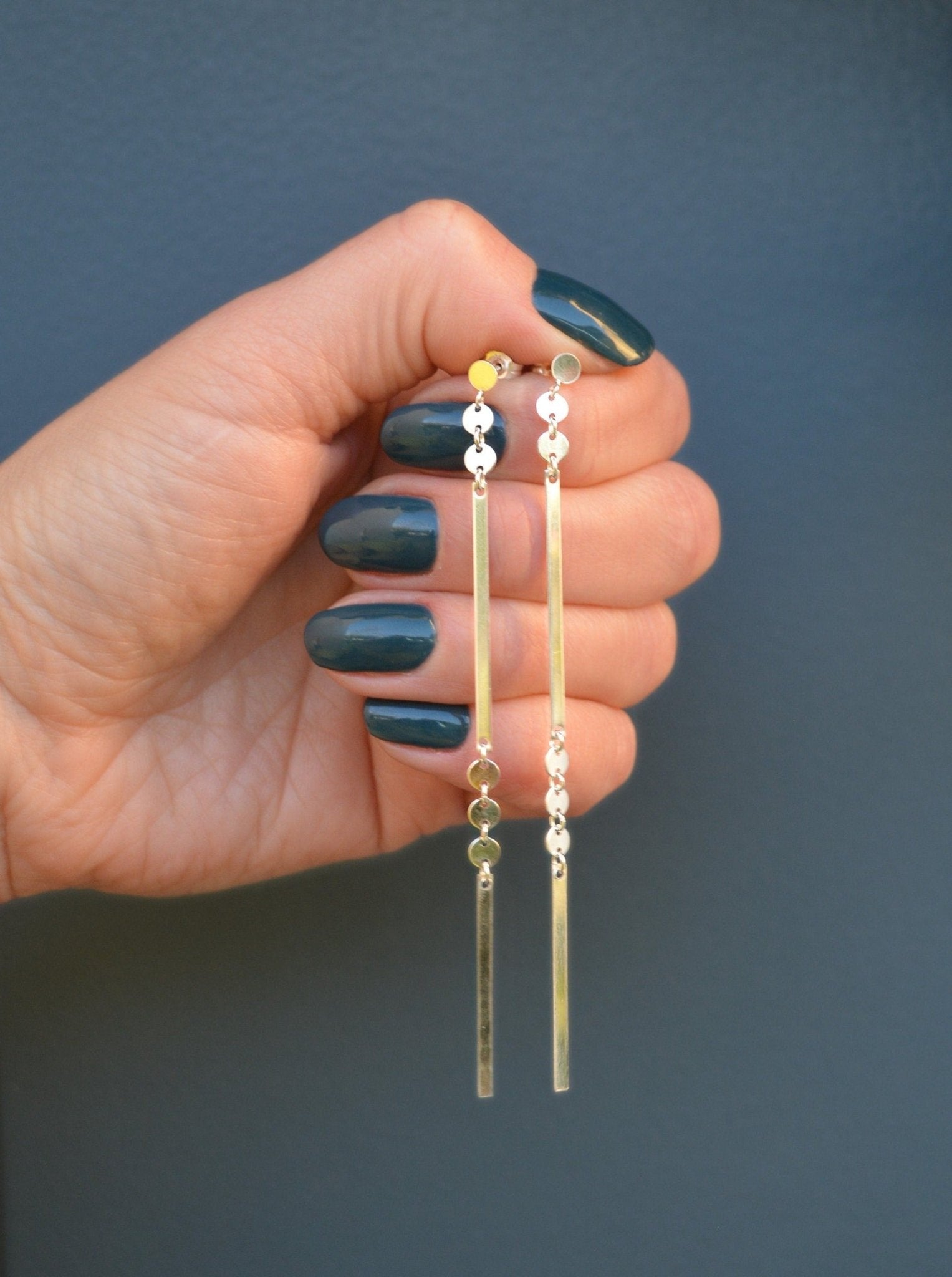 Skinny Extra Long Geometric Post Earrings - LeSilveStone