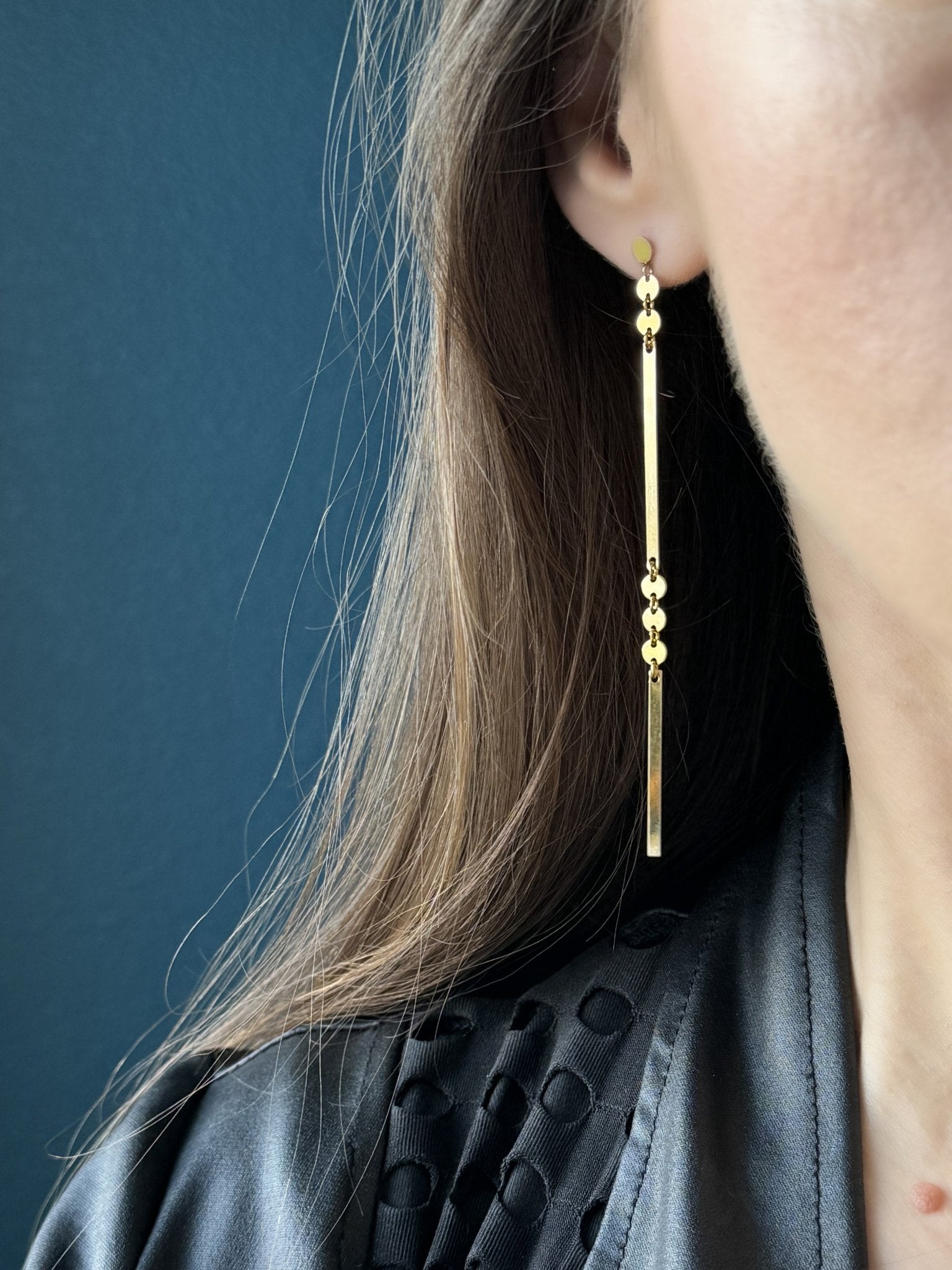 Skinny Extra Long Geometric Post Earrings - LeSilveStone
