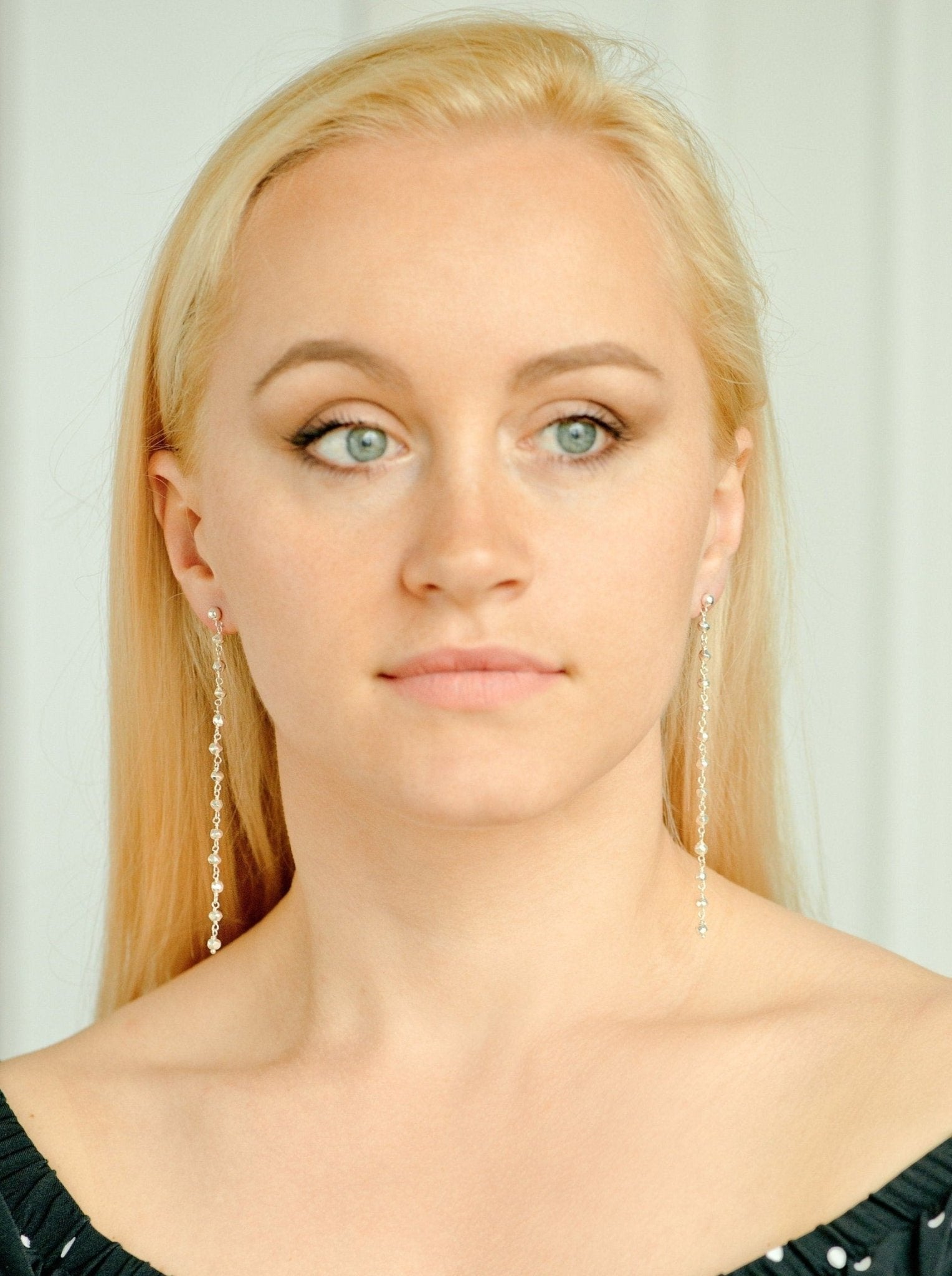 Sterling Silver Earrings Beaded with Pyrite Stones - LeSilveStone