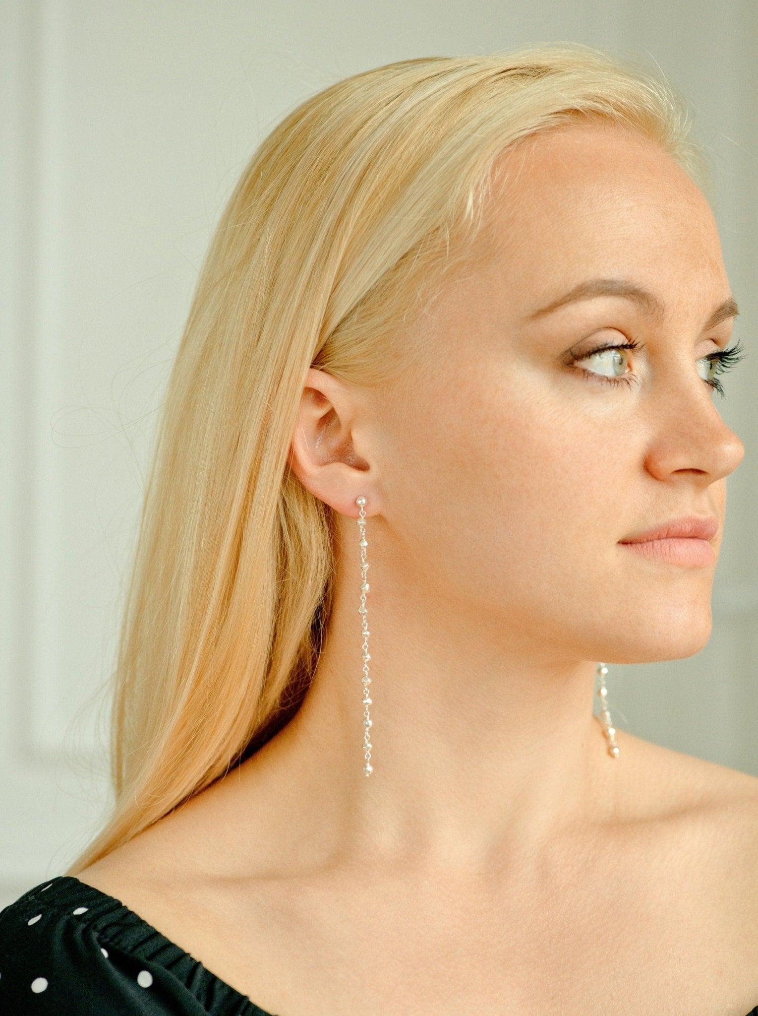 Sterling Silver Earrings Beaded with Pyrite Stones - LeSilveStone