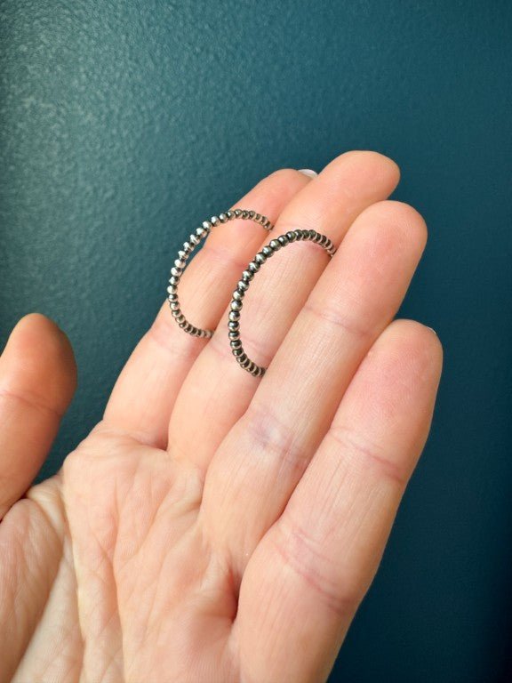 2 mm Beaded Western Hoop Earrings, 27 mm - LeSilveStone