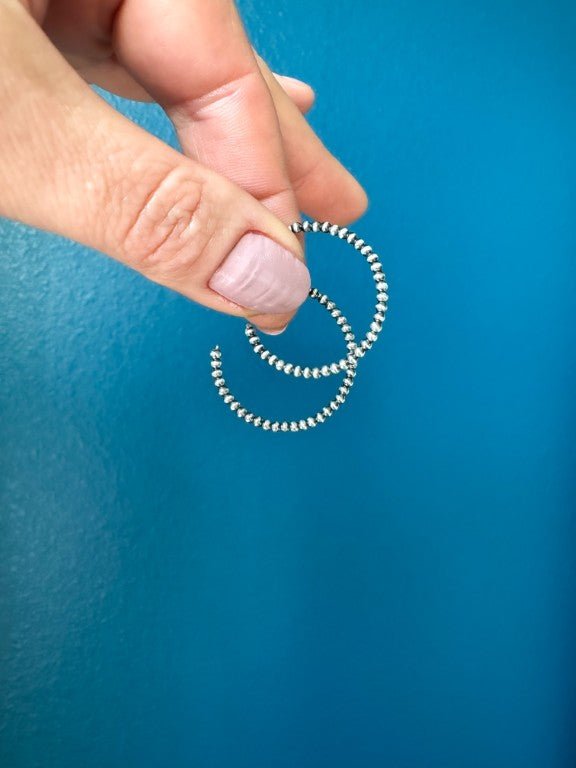 2 mm Beaded Western Hoop Earrings, 27 mm - LeSilveStone