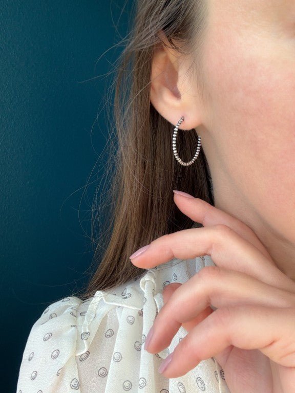 2 mm Beaded Western Hoop Earrings, 27 mm - LeSilveStone