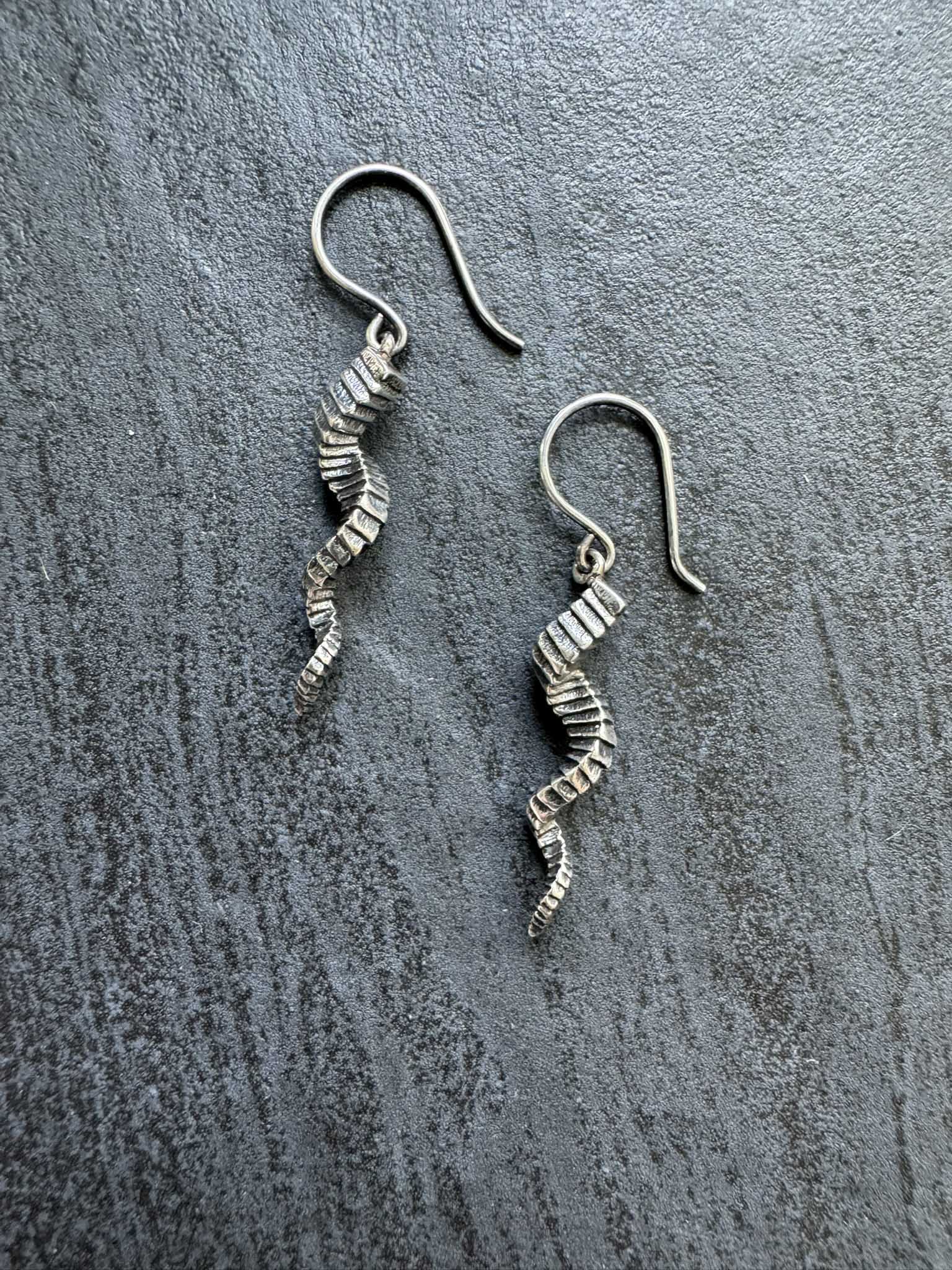 3D Horn Dangle Earrings in Sterling Silver - LeSilveStone