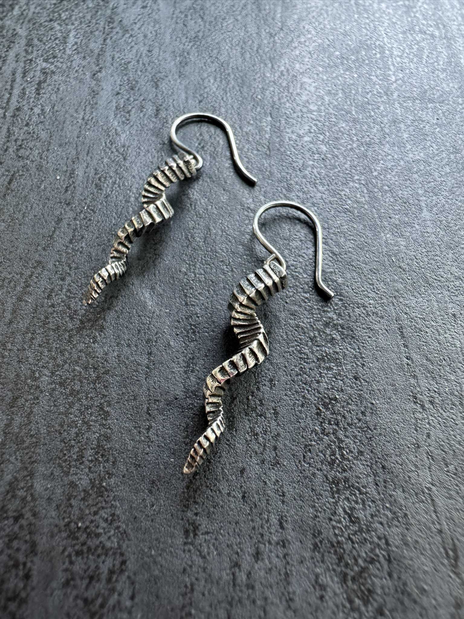 3D Horn Dangle Earrings in Sterling Silver - LeSilveStone