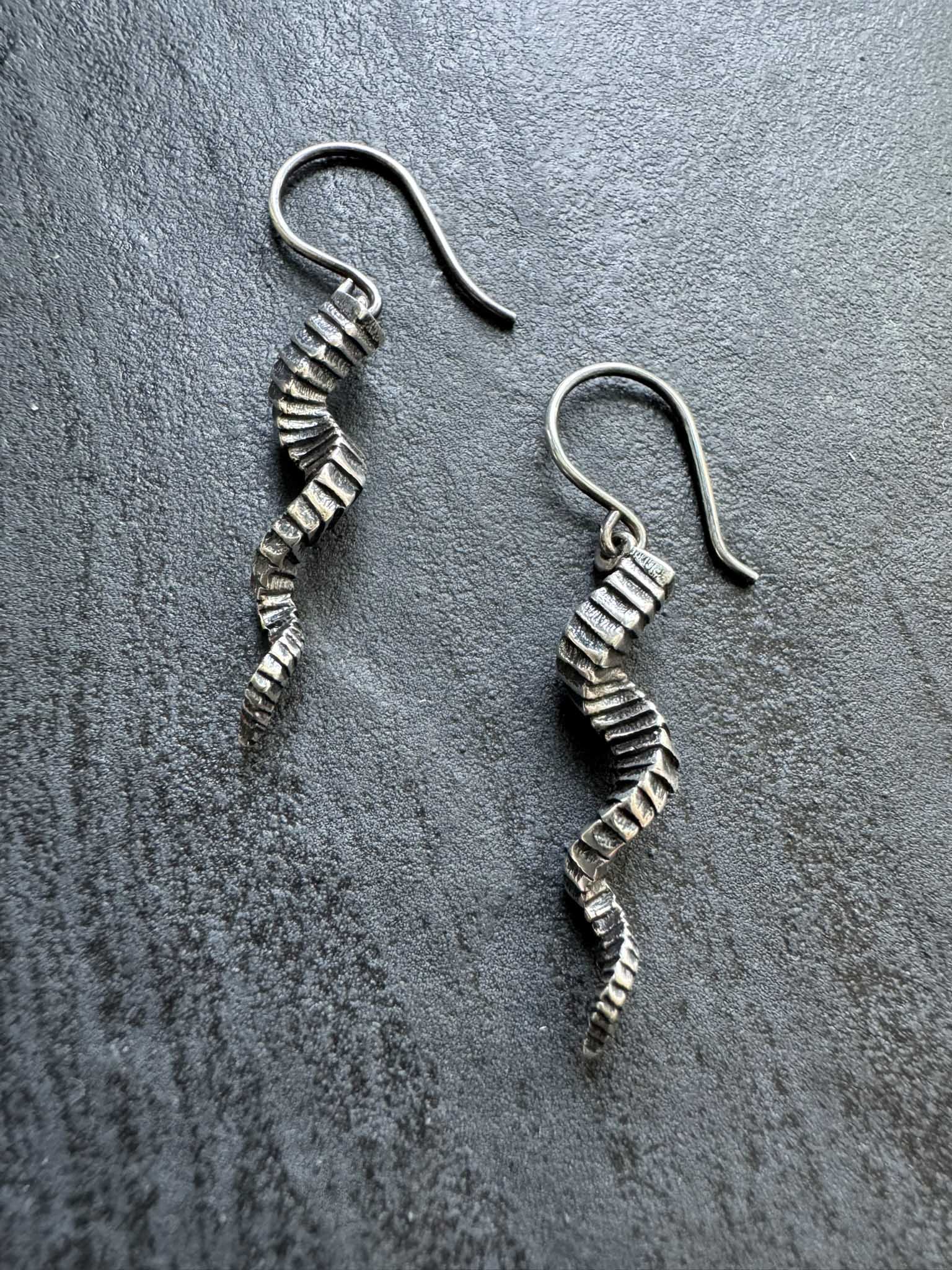 3D Horn Dangle Earrings in Sterling Silver - LeSilveStone