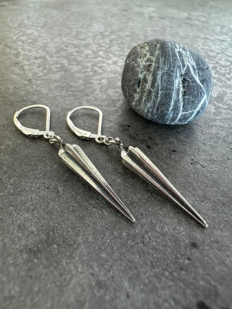 3D Spike Dangle Earrings in Sterling Silver - LeSilveStone