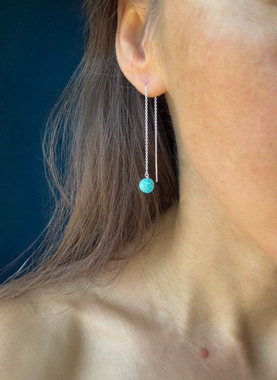 Kingman Turquoise Chain Threader Earrings