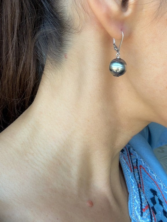 Navajo Pearl Style Dangle Ball Earrings, 12 mm Bead