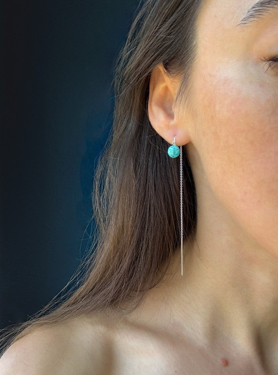 Kingman Turquoise Chain Threader Earrings