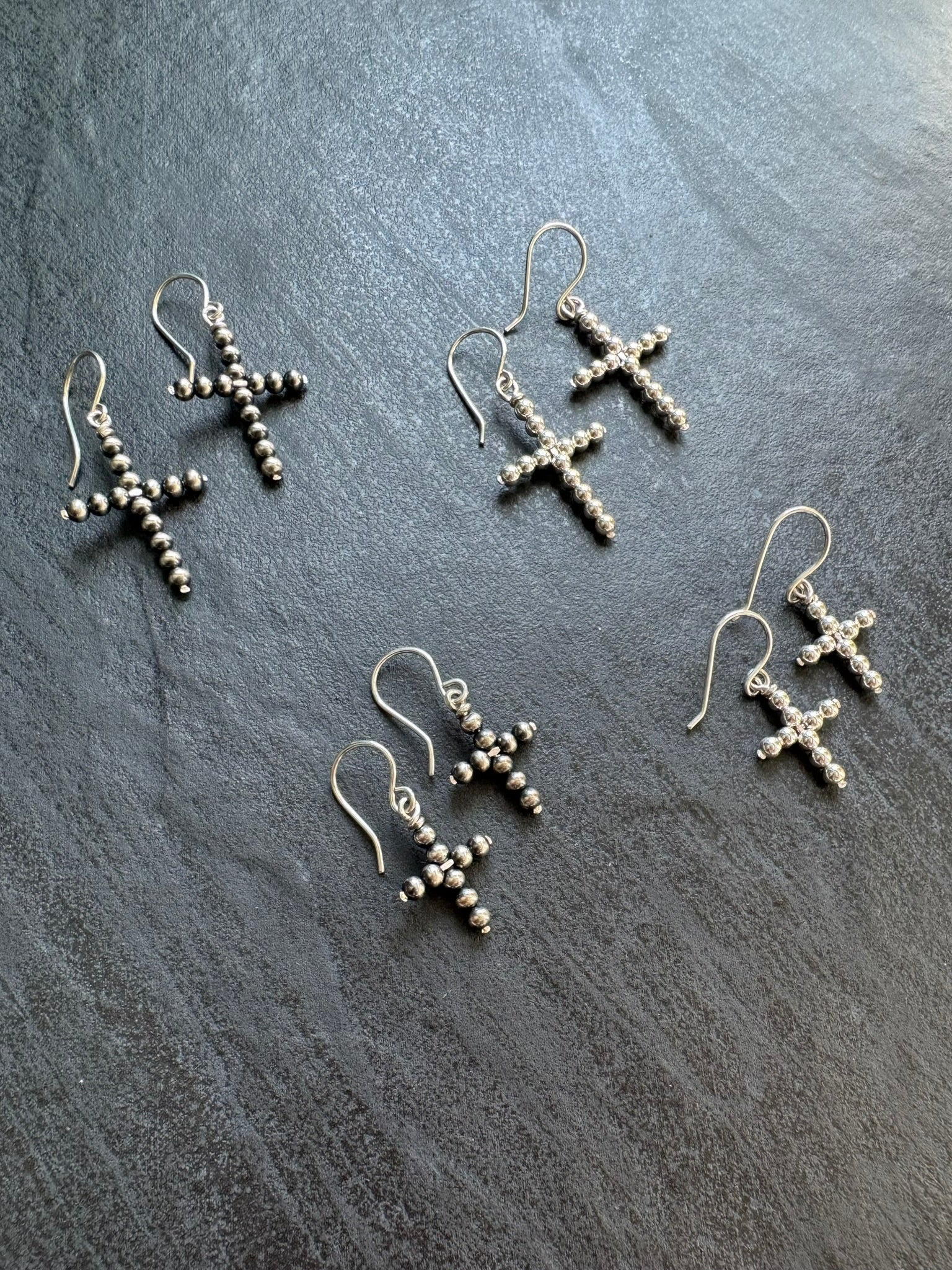 Beaded Dangle CROSS Earrings, Medium - LeSilveStone