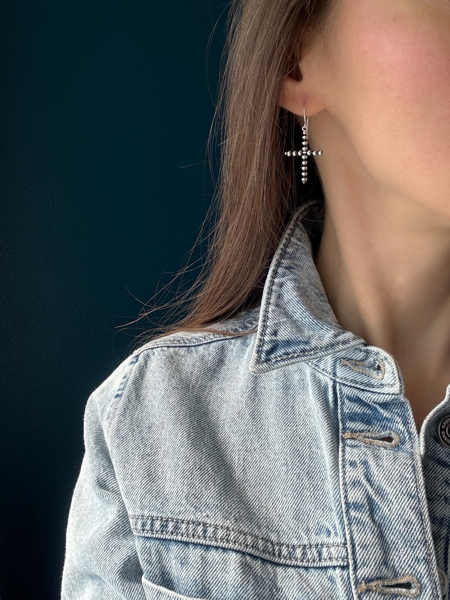 Beaded Dangle CROSS Earrings, Medium - LeSilveStone