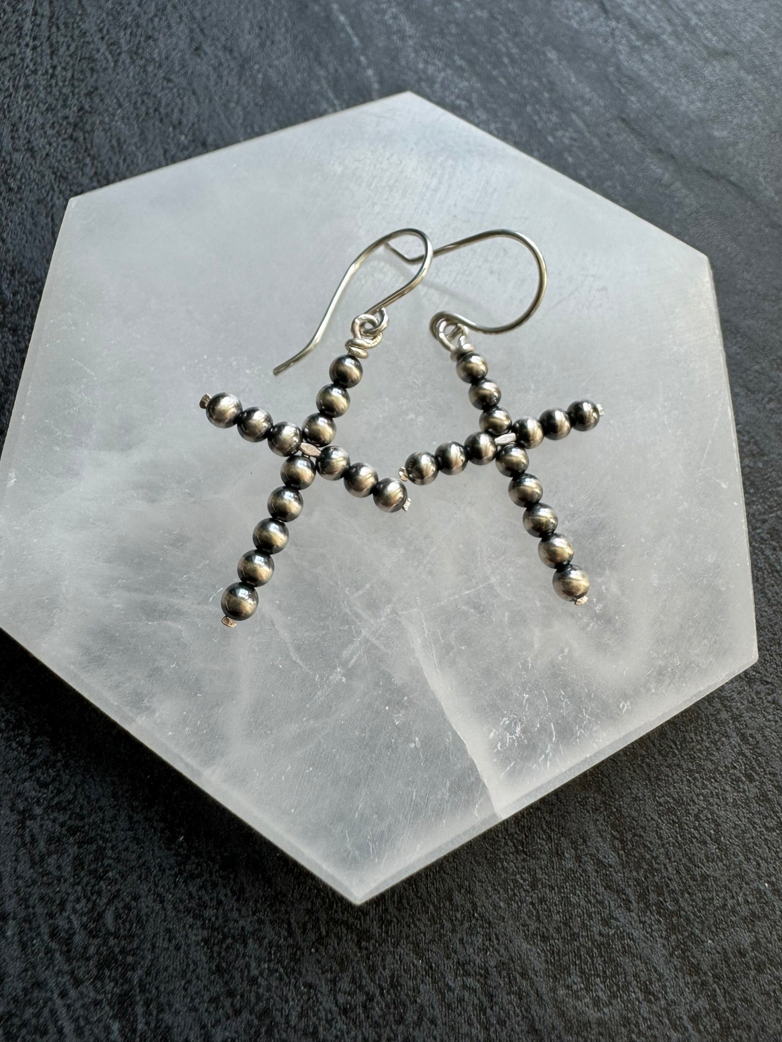Beaded Dangle CROSS Earrings, Medium - LeSilveStone