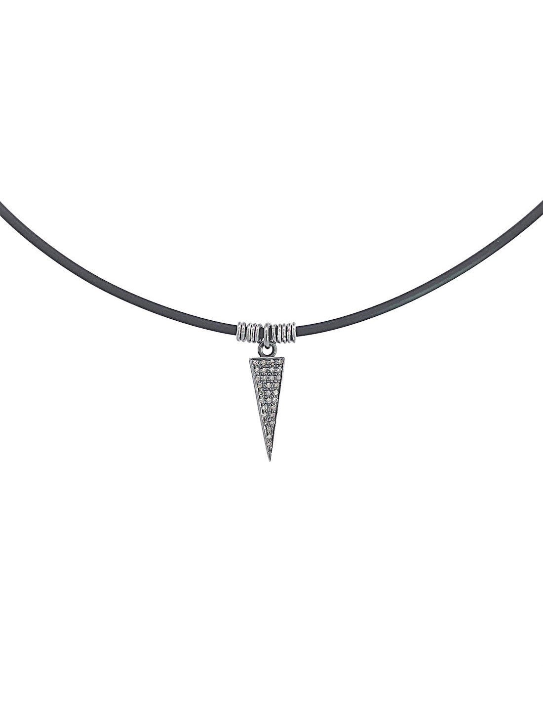 Black Diamond Arrow Necklace in Sterling Silver - LeSilveStone