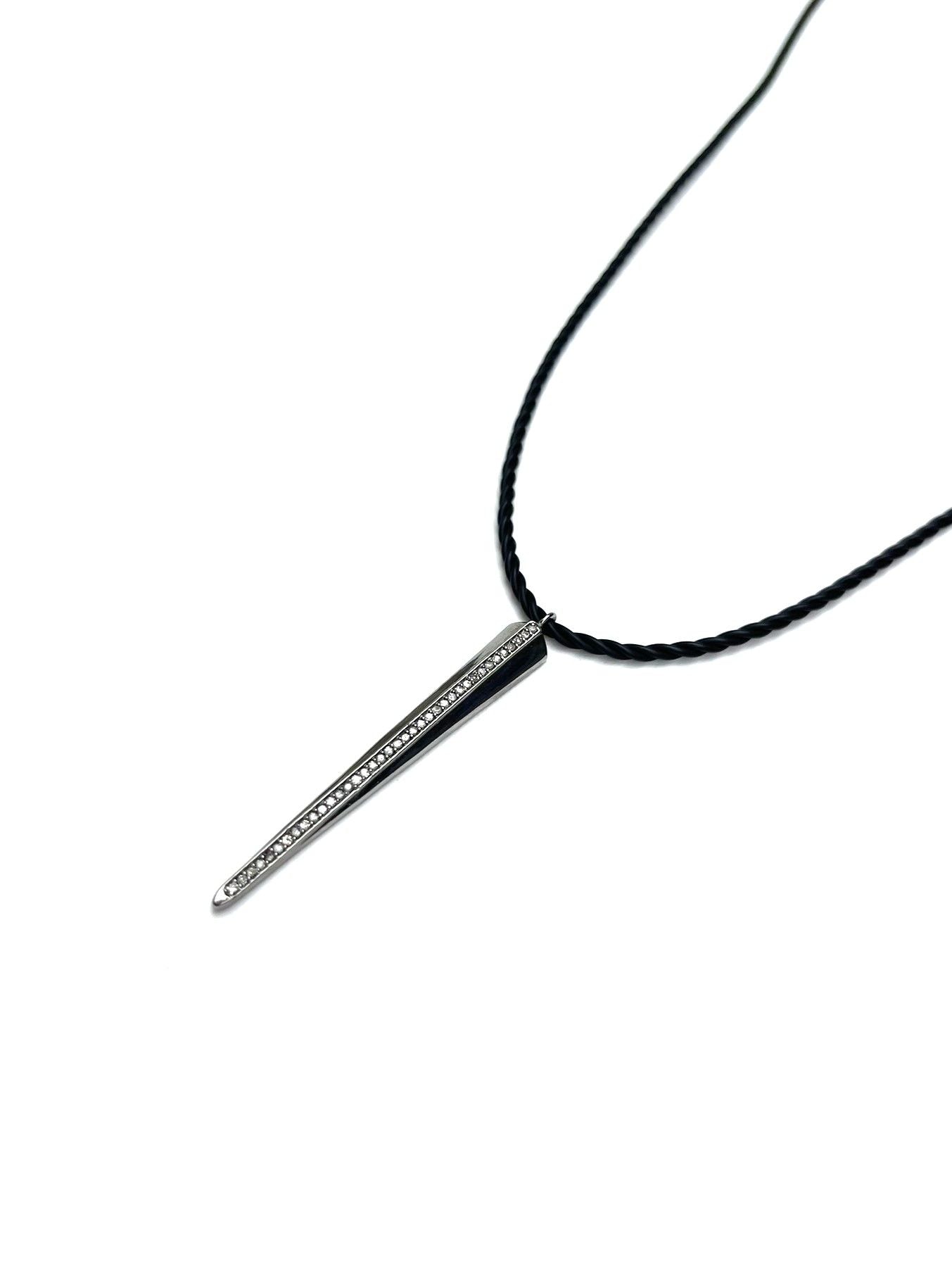 Black Diamond Spike Necklace in Sterling Silver - LeSilveStone