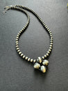 Clover Navajo Pearl Style Necklace in Sterling Silver - LeSilveStone