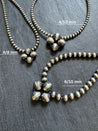 Clover Navajo Pearl Style Necklace in Sterling Silver, 6 / 10 mm - LeSilveStone