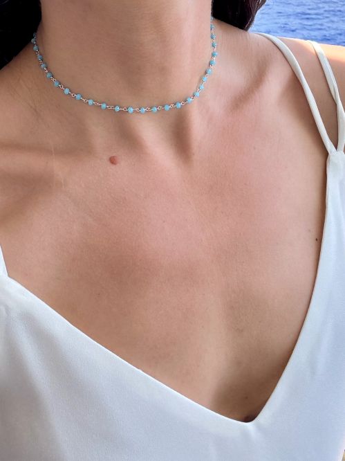 Dainty Beaded Gemstone Choker - LeSilveStone