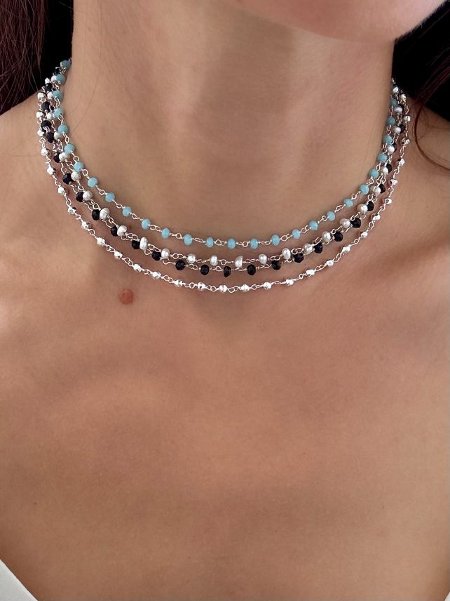 Dainty Beaded Gemstone Choker - LeSilveStone